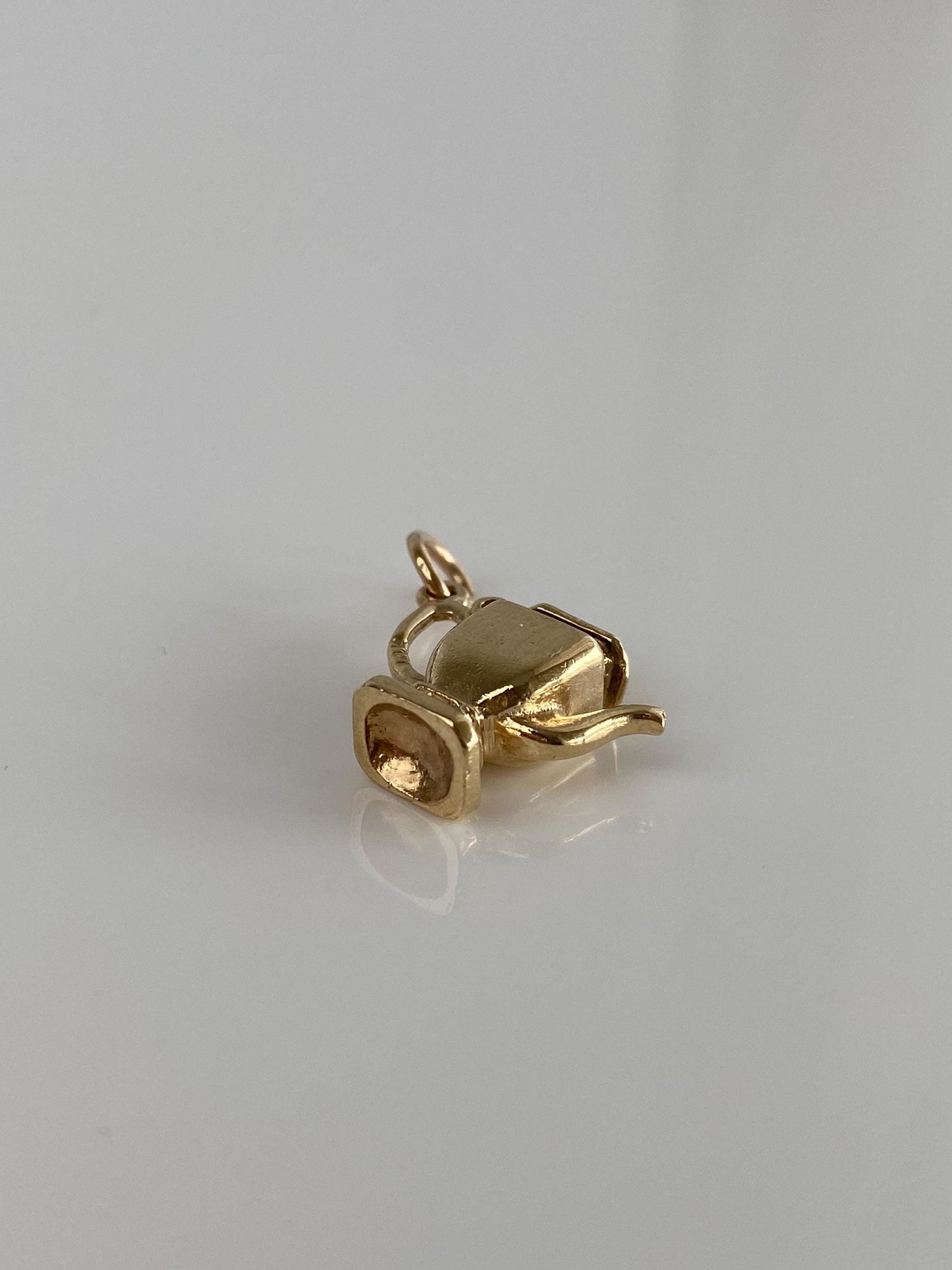 Vintage Solid 14k Yellow Gold Tea Kettle Charm