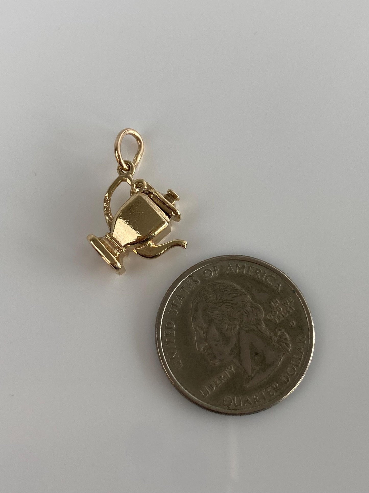 Vintage Solid 14k Yellow Gold Tea Kettle Charm