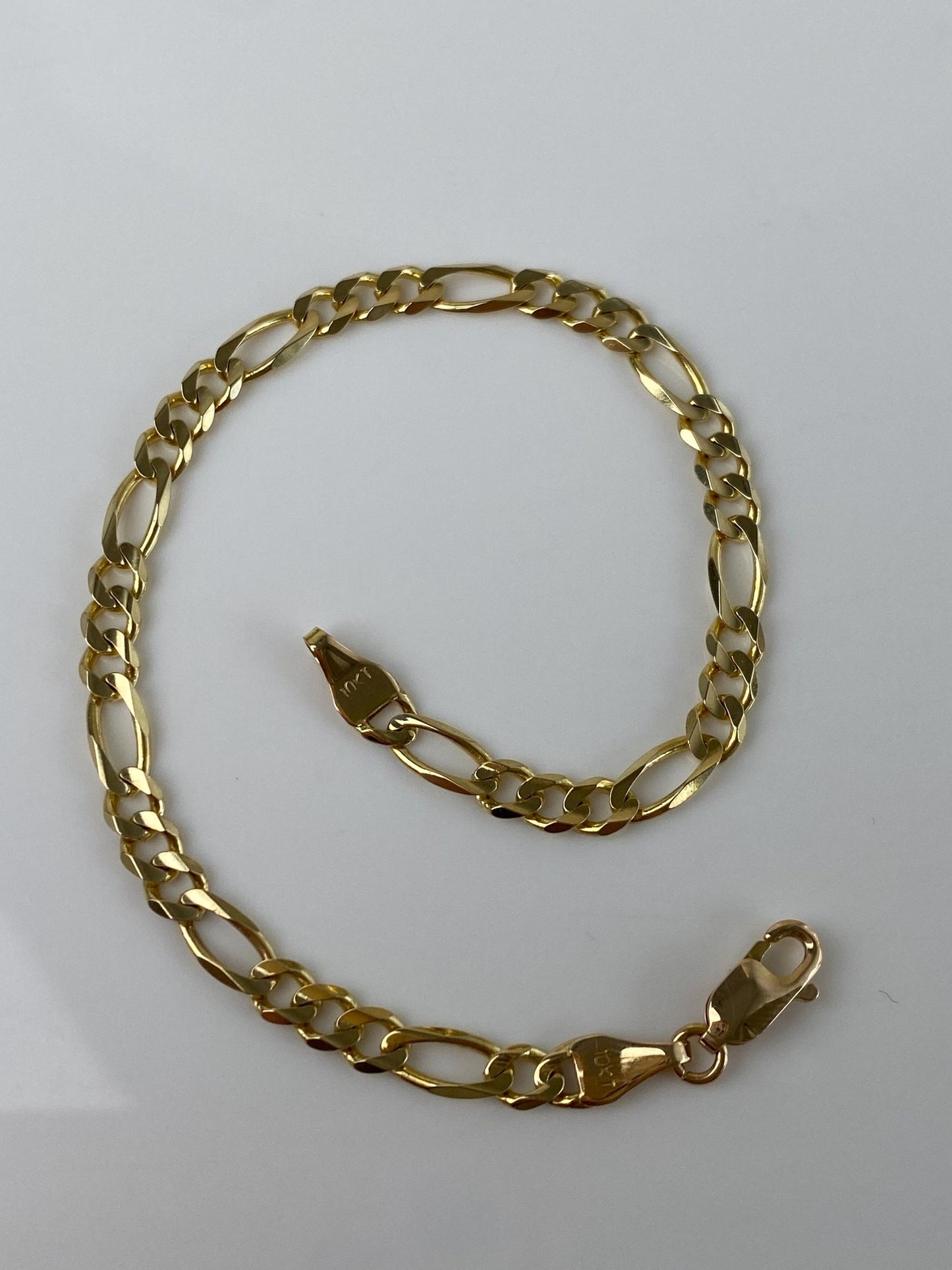 Vintage Solid 10k Yellow Gold Figaro Chain Bracelet - 7 inches