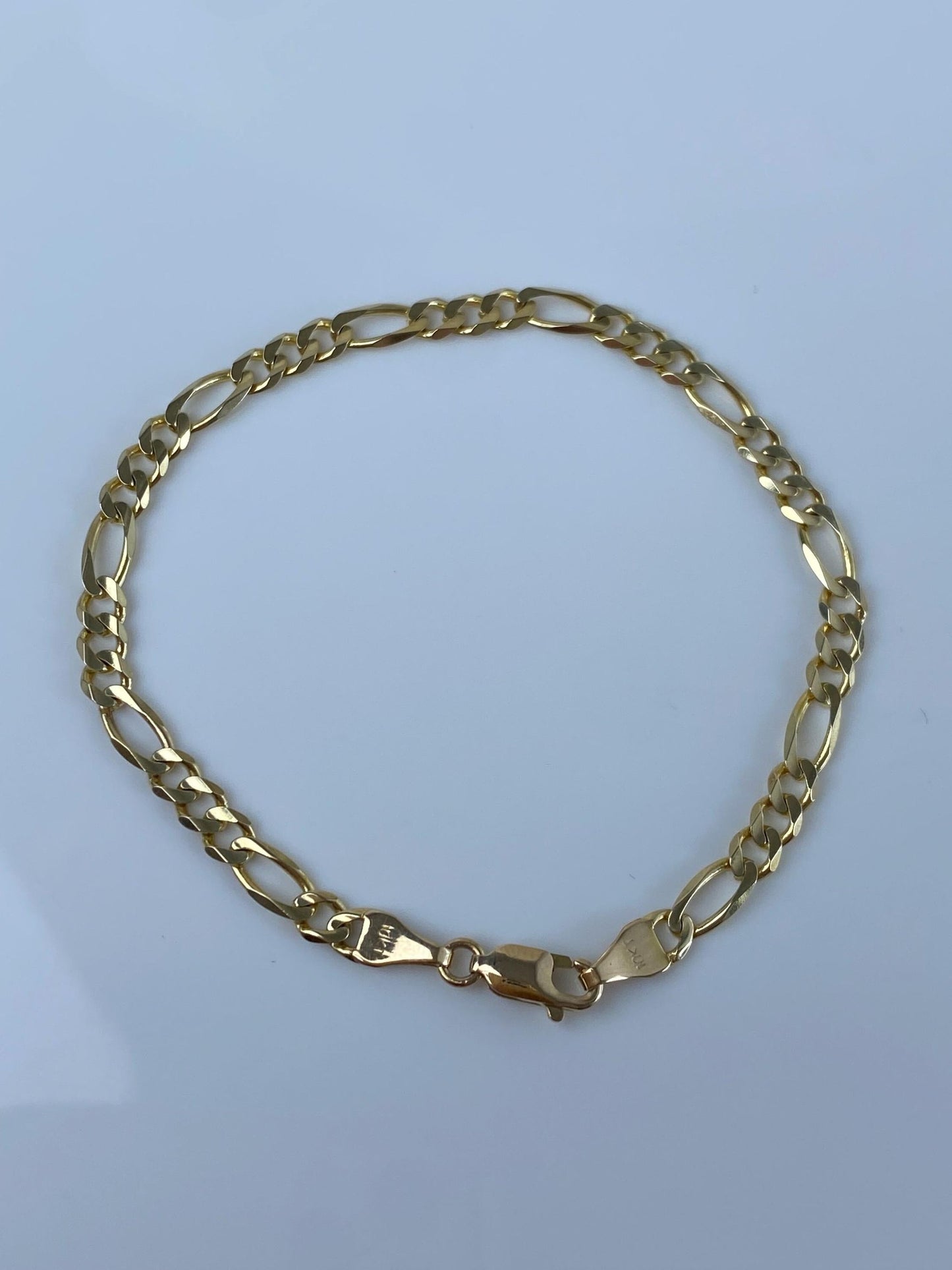 Vintage Solid 10k Yellow Gold Figaro Chain Bracelet - 7 inches