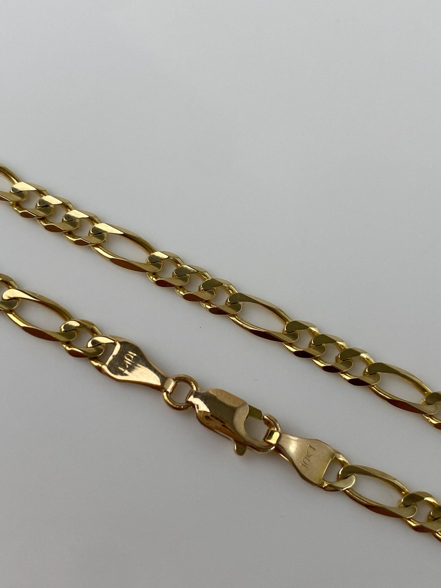 Vintage Solid 10k Yellow Gold Figaro Chain Bracelet - 7 inches