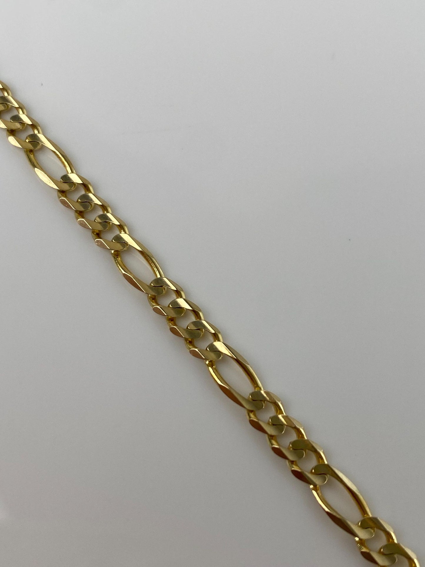 Vintage Solid 10k Yellow Gold Figaro Chain Bracelet - 7 inches