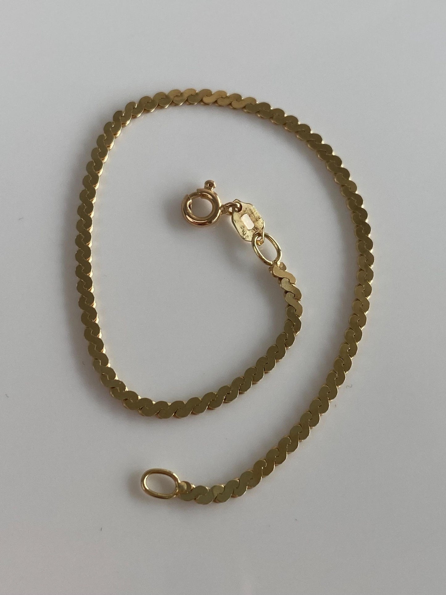 Vintage Solid 14k Yellow Gold Chunky Serpentine Chain Bracelet - 6.75 inches