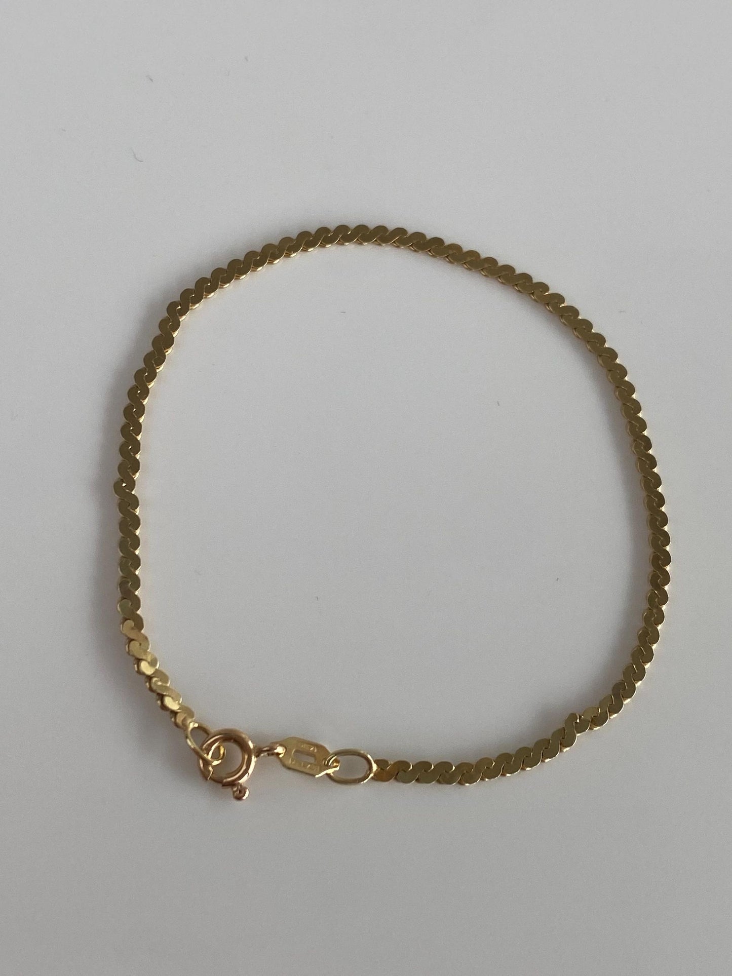 Vintage Solid 14k Yellow Gold Chunky Serpentine Chain Bracelet - 6.75 inches