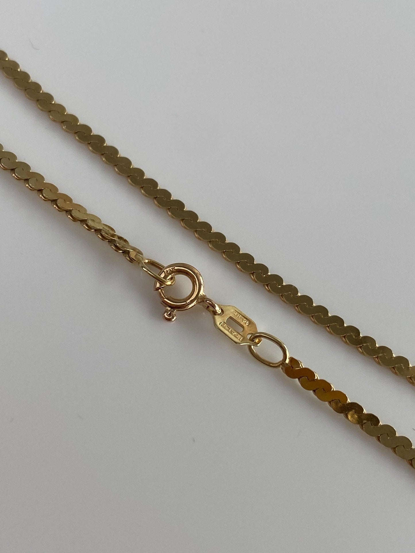 Vintage Solid 14k Yellow Gold Chunky Serpentine Chain Bracelet - 6.75 inches