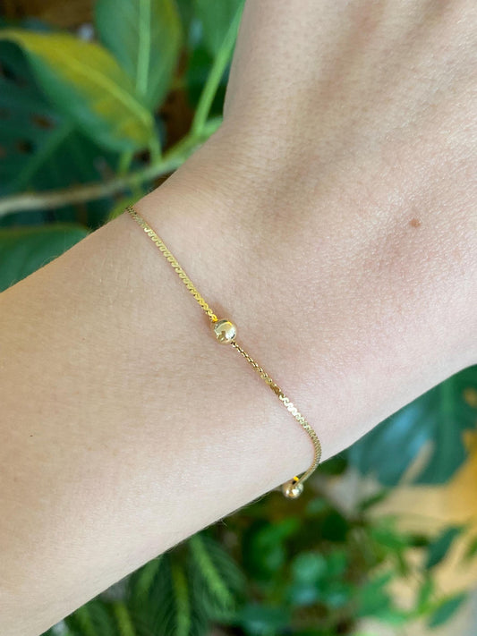 Vintage Solid 14k Yellow Gold Gold Ball Serpentine Chain Bracelet - 7 inches