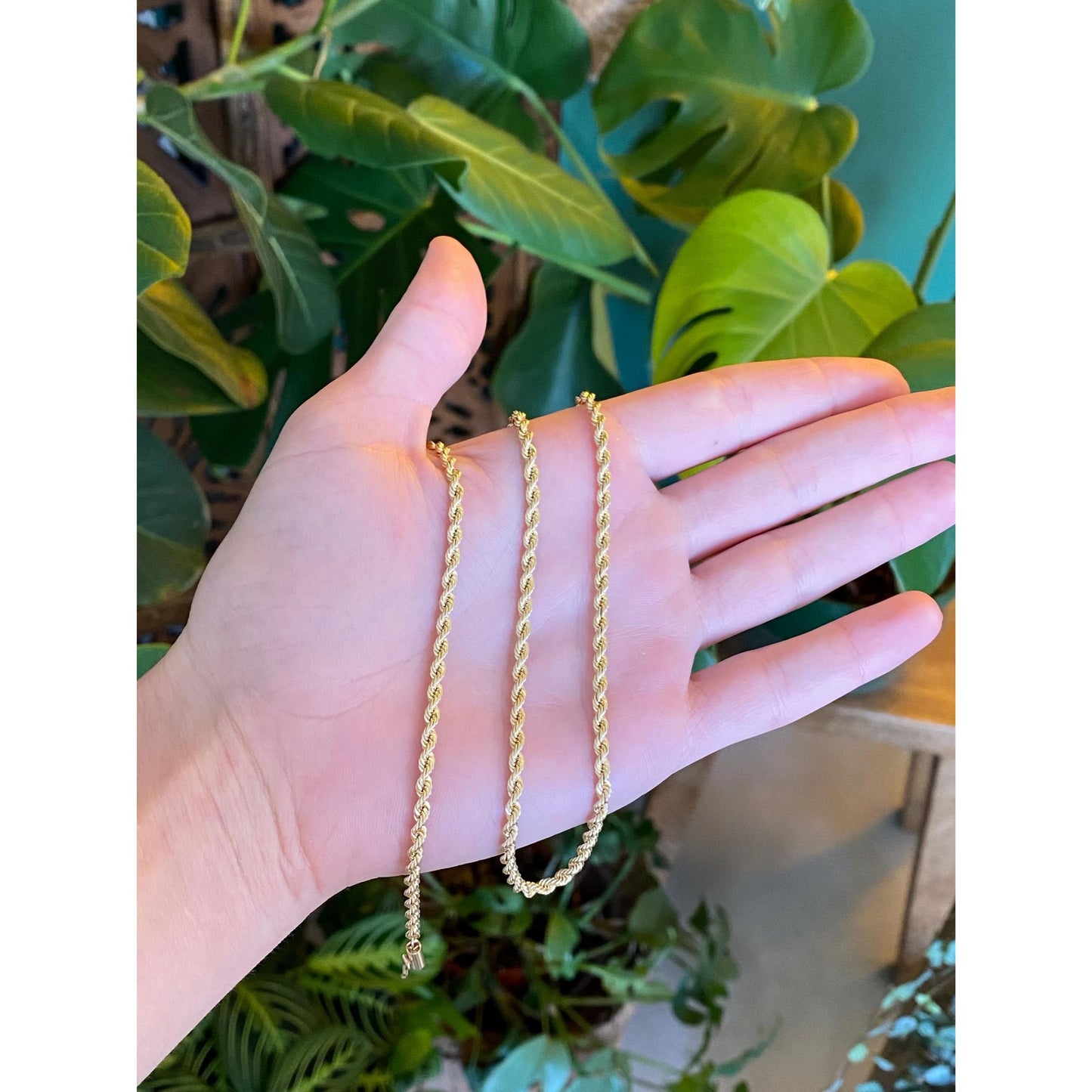 Vintage Solid 14k Yellow Gold Rope Chain Necklace - 18 inches