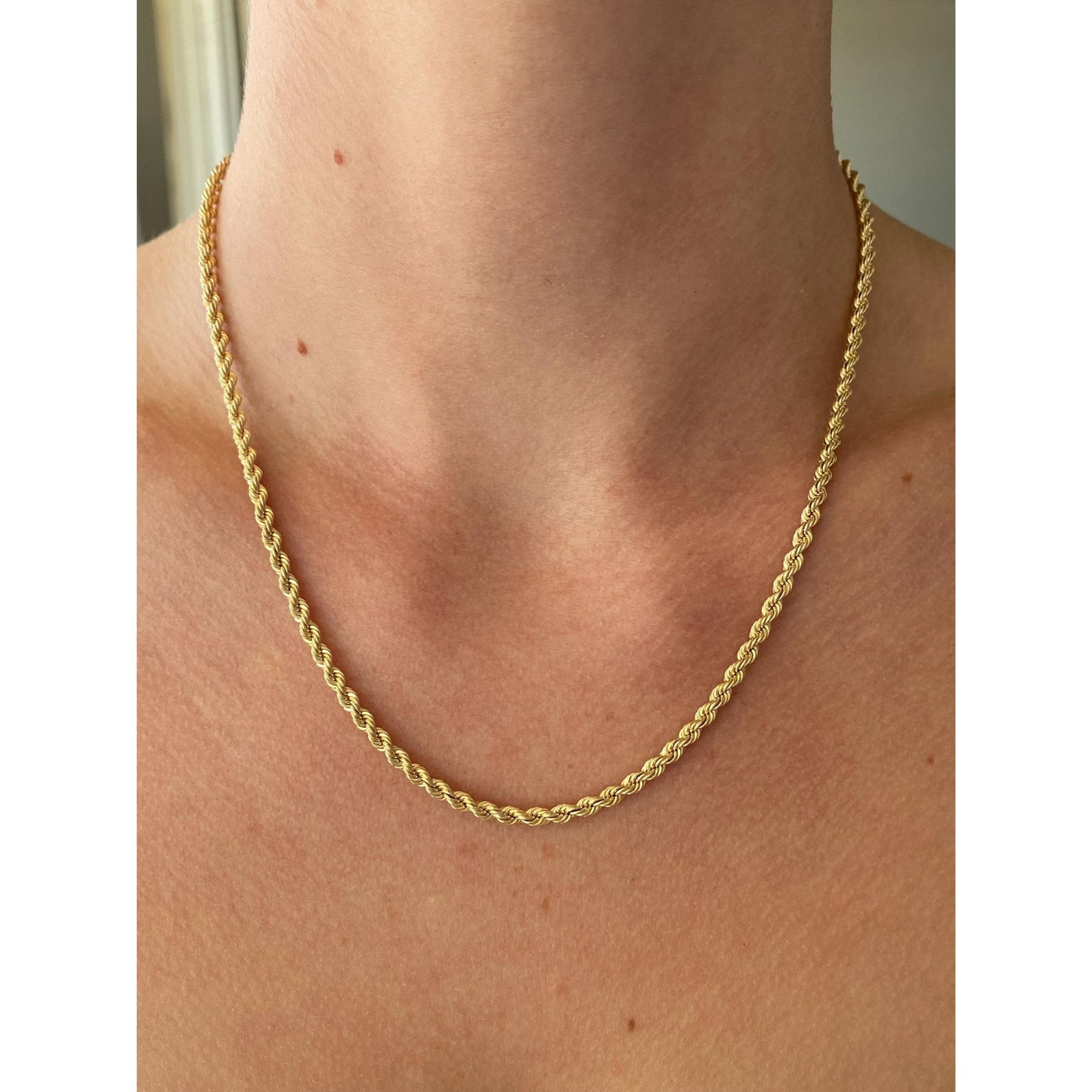 Vintage Solid 14k Yellow Gold Rope Chain Necklace - 18 inches