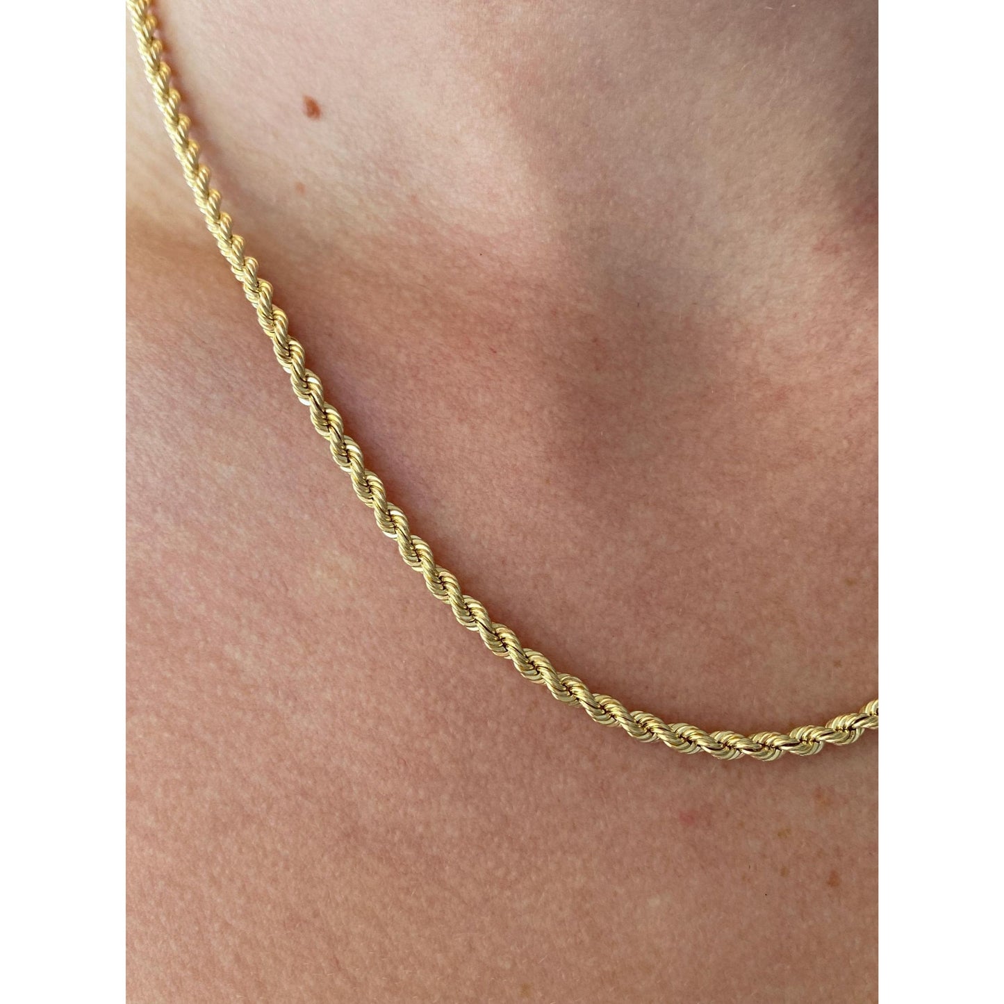 Vintage Solid 14k Yellow Gold Rope Chain Necklace - 18 inches