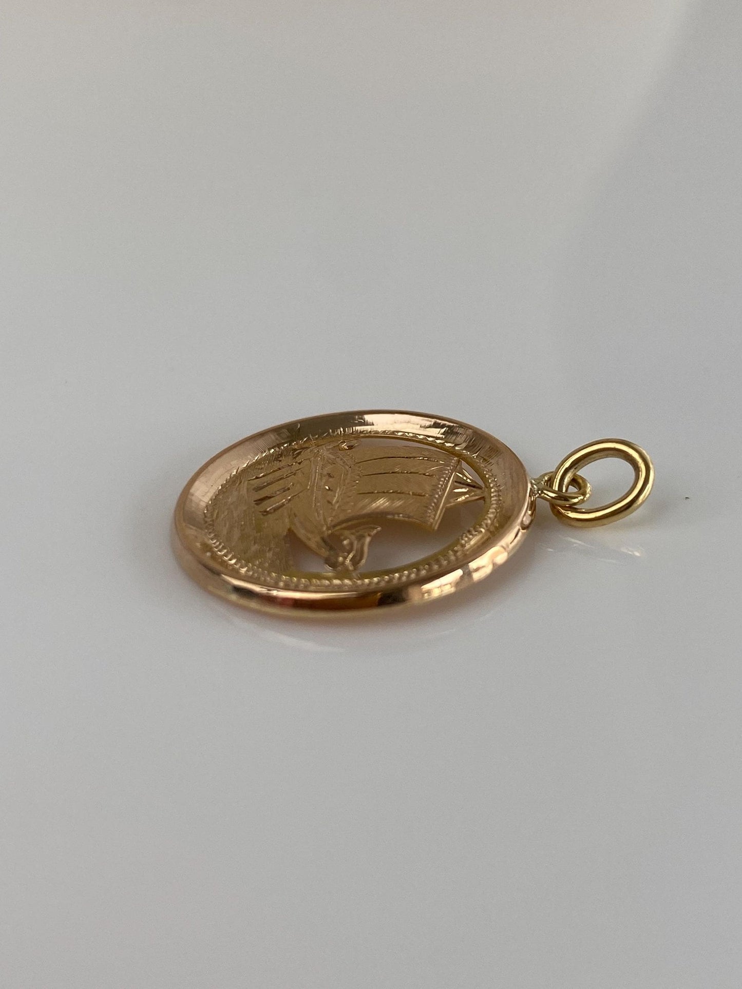 Vintage Solid 18k Yellow Gold Open Work Ship Charm