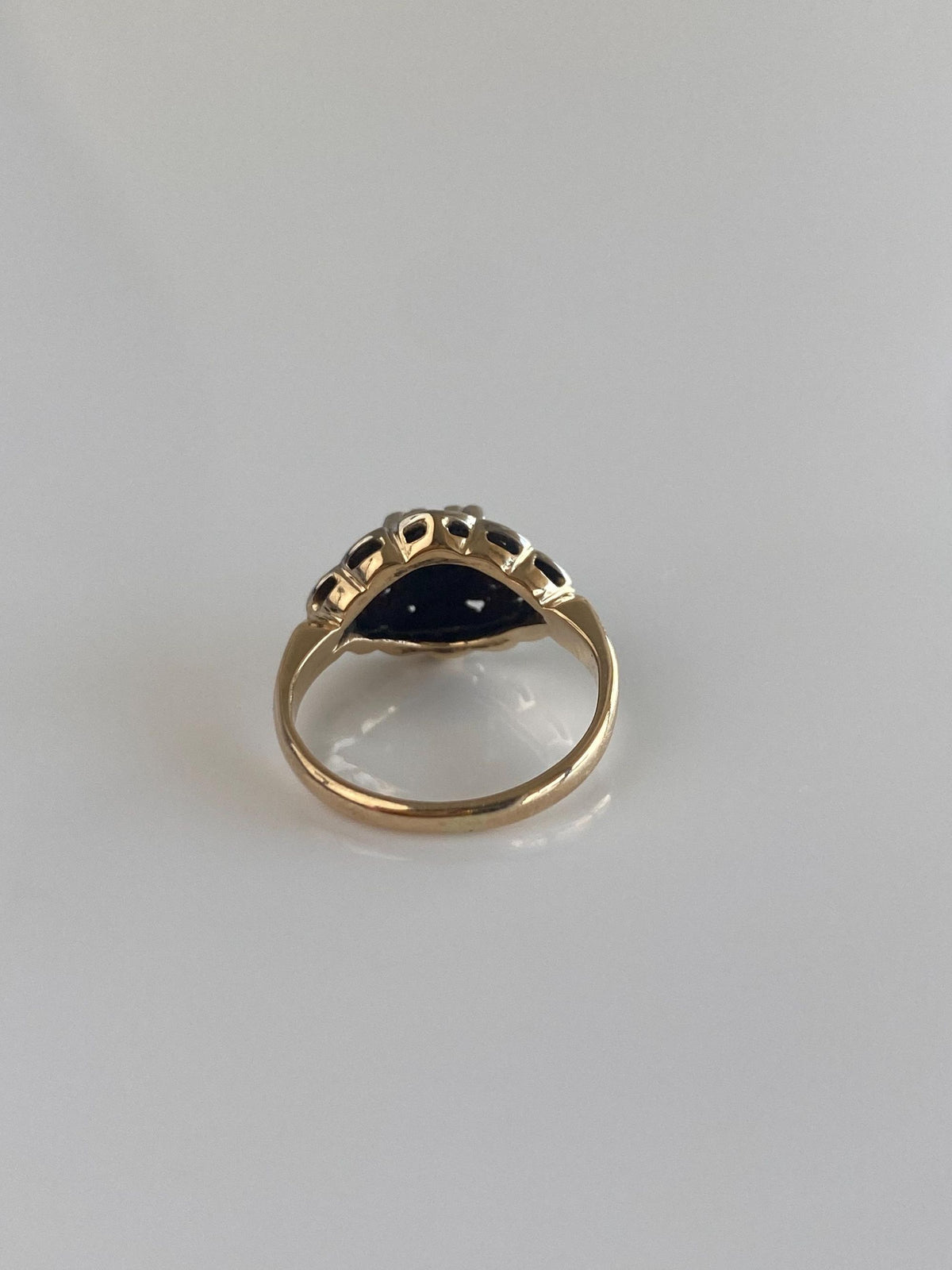 Vintage Solid 14k White & Yellow Gold Diamond Art Deco Style Ring - Size 2.25