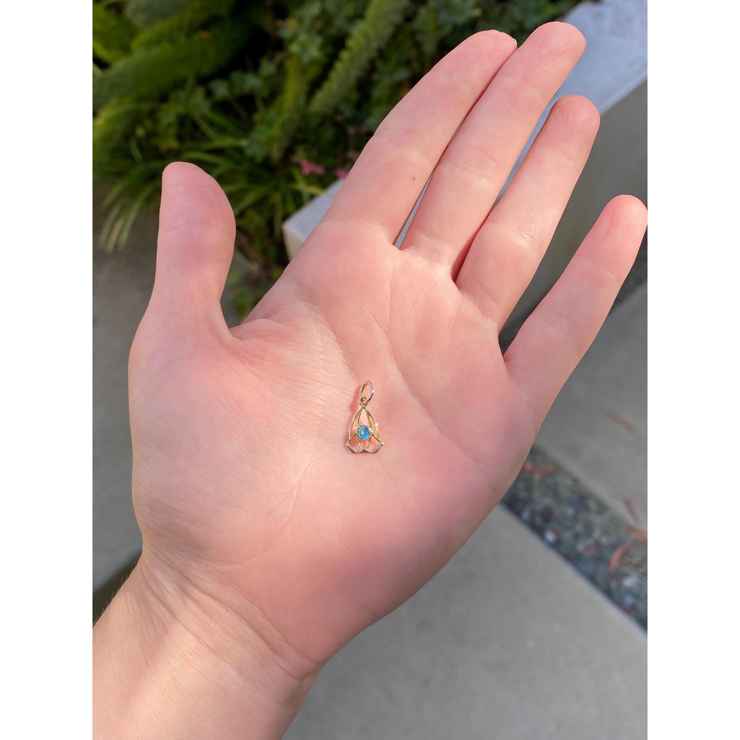 Vintage Solid 10k Yellow Gold Light Blue Cubic Zirconia Stick Pin Conversion Charm