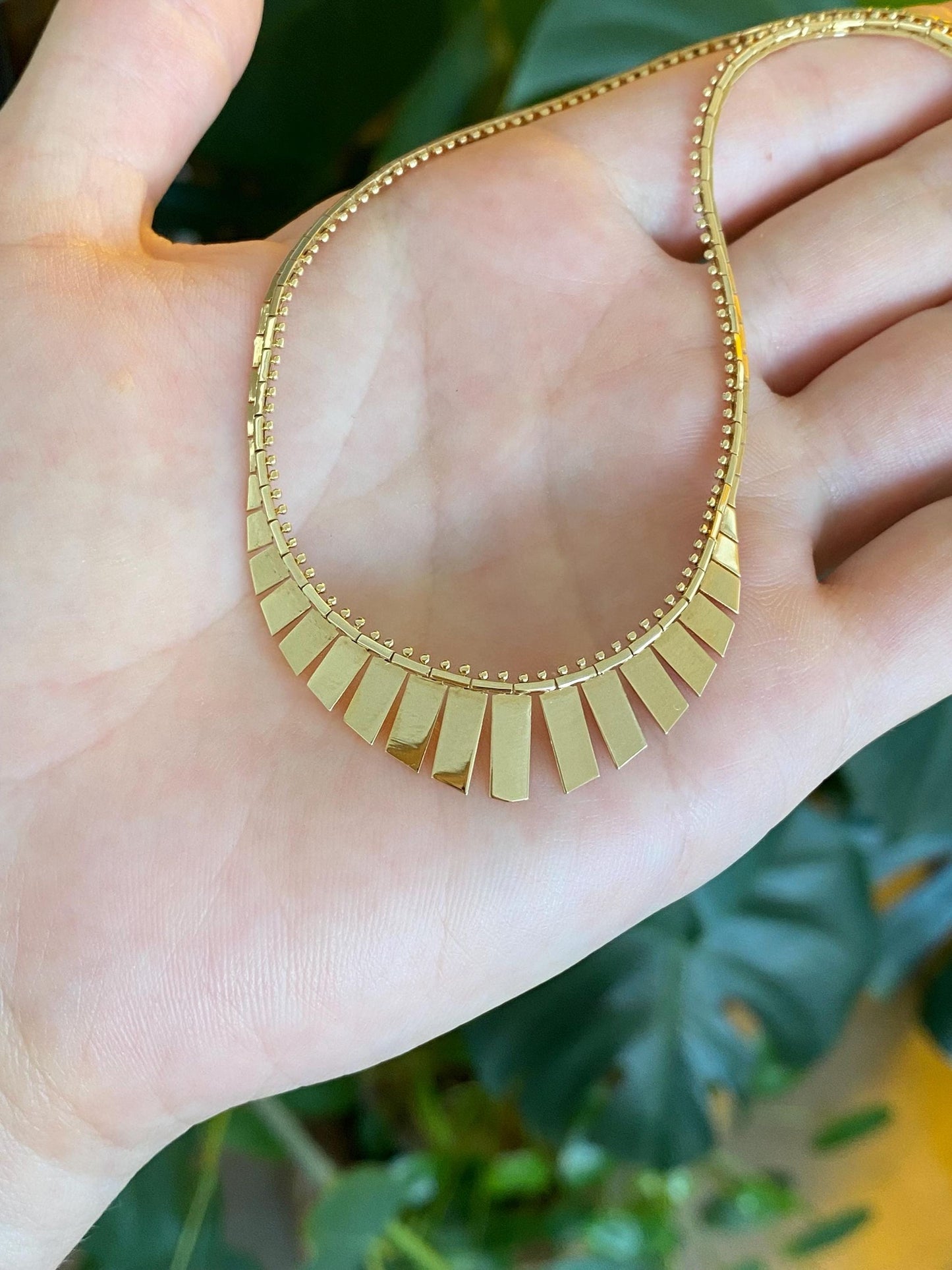 Vintage Solid 14k Yellow Gold Cleopatra Fancy Chain Necklace - 16.25 inches