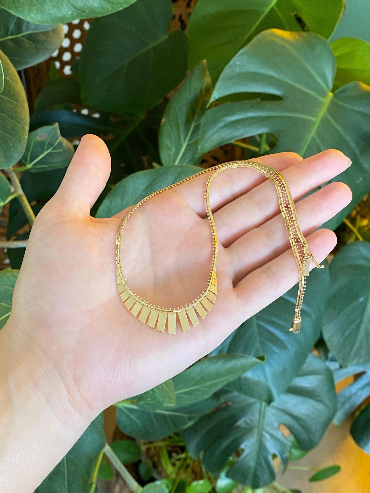 Vintage Solid 14k Yellow Gold Cleopatra Fancy Chain Necklace - 16.25 inches