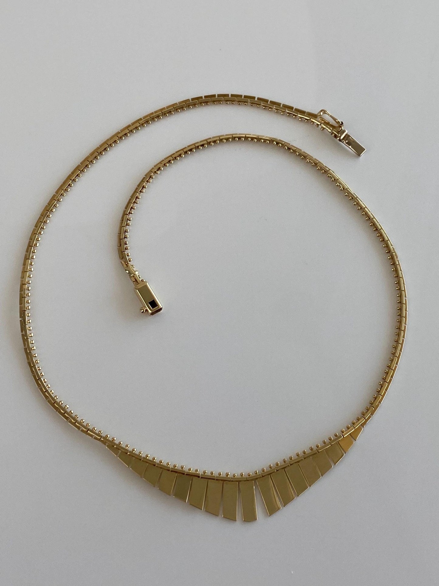 Vintage Solid 14k Yellow Gold Cleopatra Fancy Chain Necklace - 16.25 inches