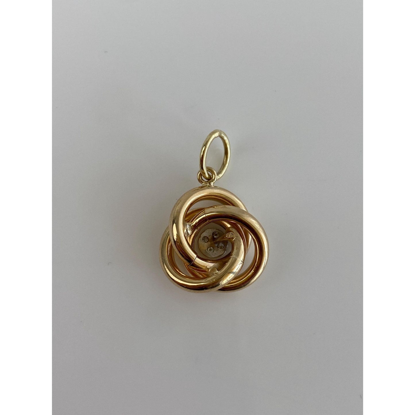 Vintage 14k Yellow Gold Clear Sapphire Knot Charm