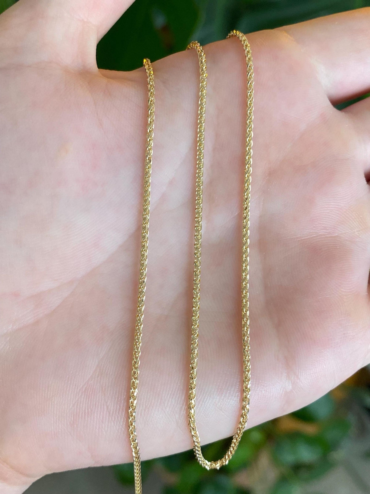 Solid 14k Yellow Gold Diamond Cut Wheat Chain Necklace - 17.75 inches