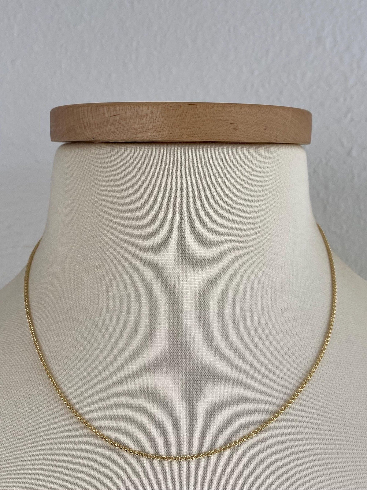 Solid 14k Yellow Gold Diamond Cut Wheat Chain Necklace - 17.75 inches