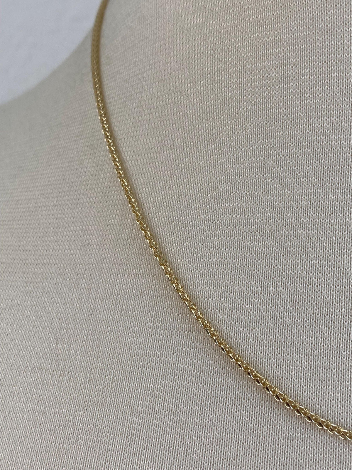Solid 14k Yellow Gold Diamond Cut Wheat Chain Necklace - 17.75 inches