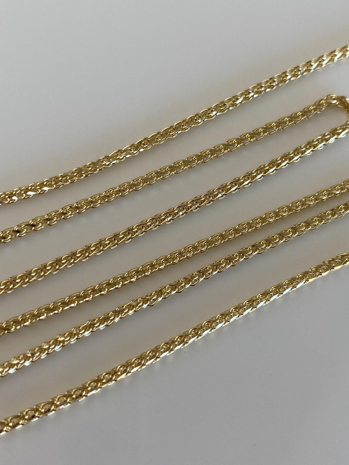 Solid 14k Yellow Gold Diamond Cut Wheat Chain Necklace - 17.75 inches