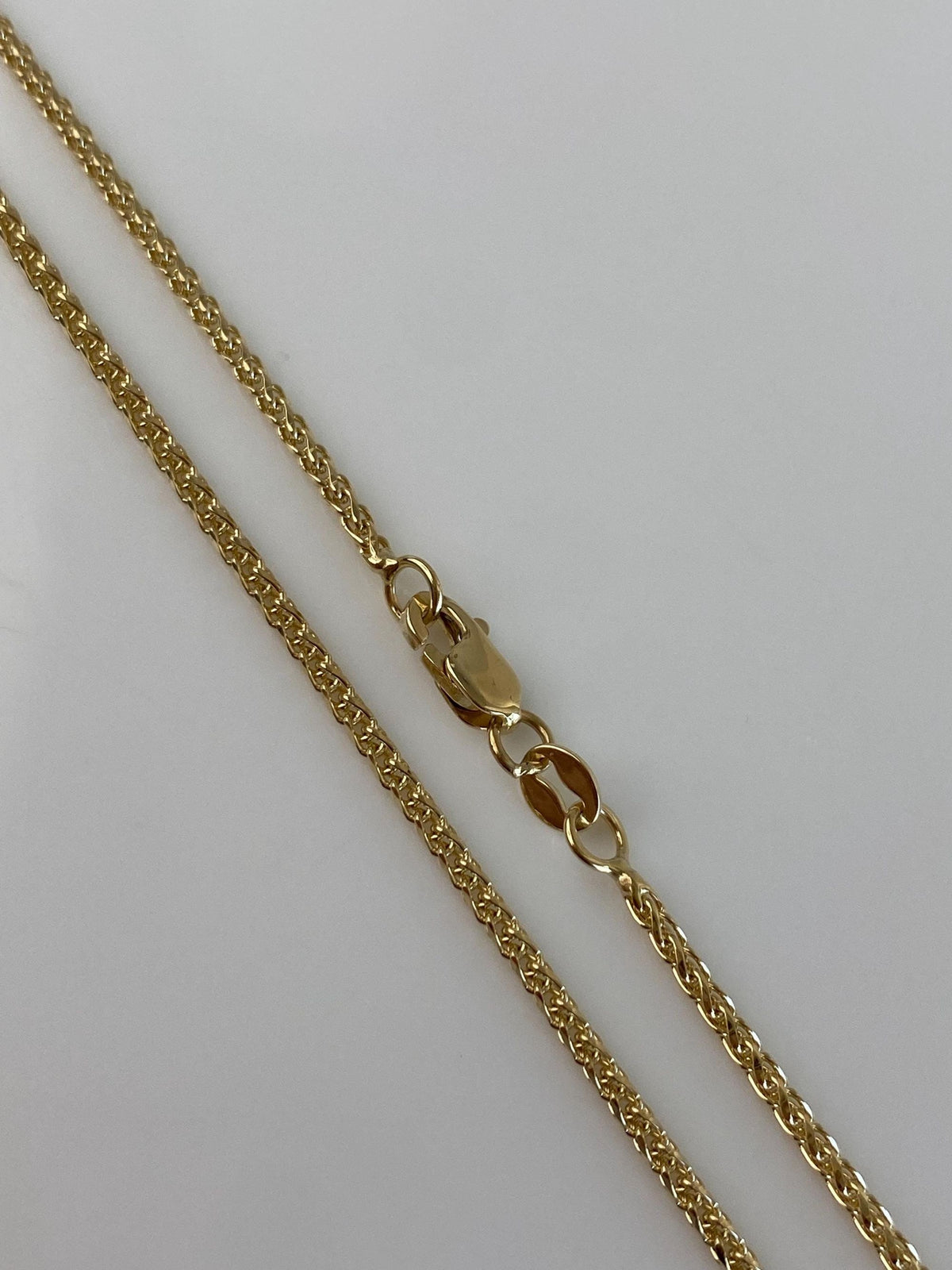 Solid 14k Yellow Gold Diamond Cut Wheat Chain Necklace - 17.75 inches