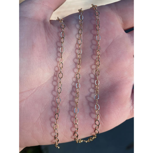 Vintage Solid 14k Yellow Gold Large Cable Link Chain Necklace - 24 inches