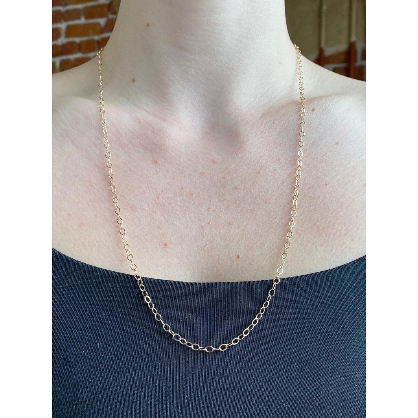 Vintage Solid 14k Yellow Gold Large Cable Link Chain Necklace - 24 inches