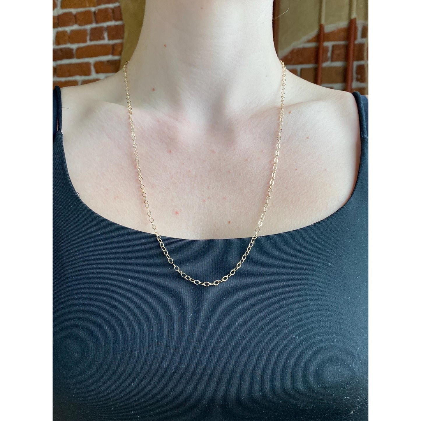 Vintage Solid 14k Yellow Gold Large Cable Link Chain Necklace - 24 inches