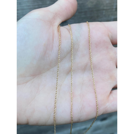 Vintage Solid 14k Yellow Gold Long Dainty Twist Chain Necklace - 30 inches