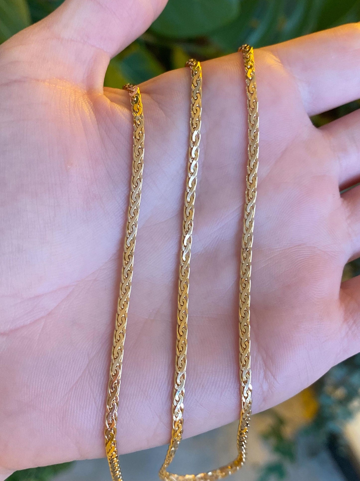 Vintage Solid 14k Yellow Gold Fancy Flat Chain Necklace - 24 inches