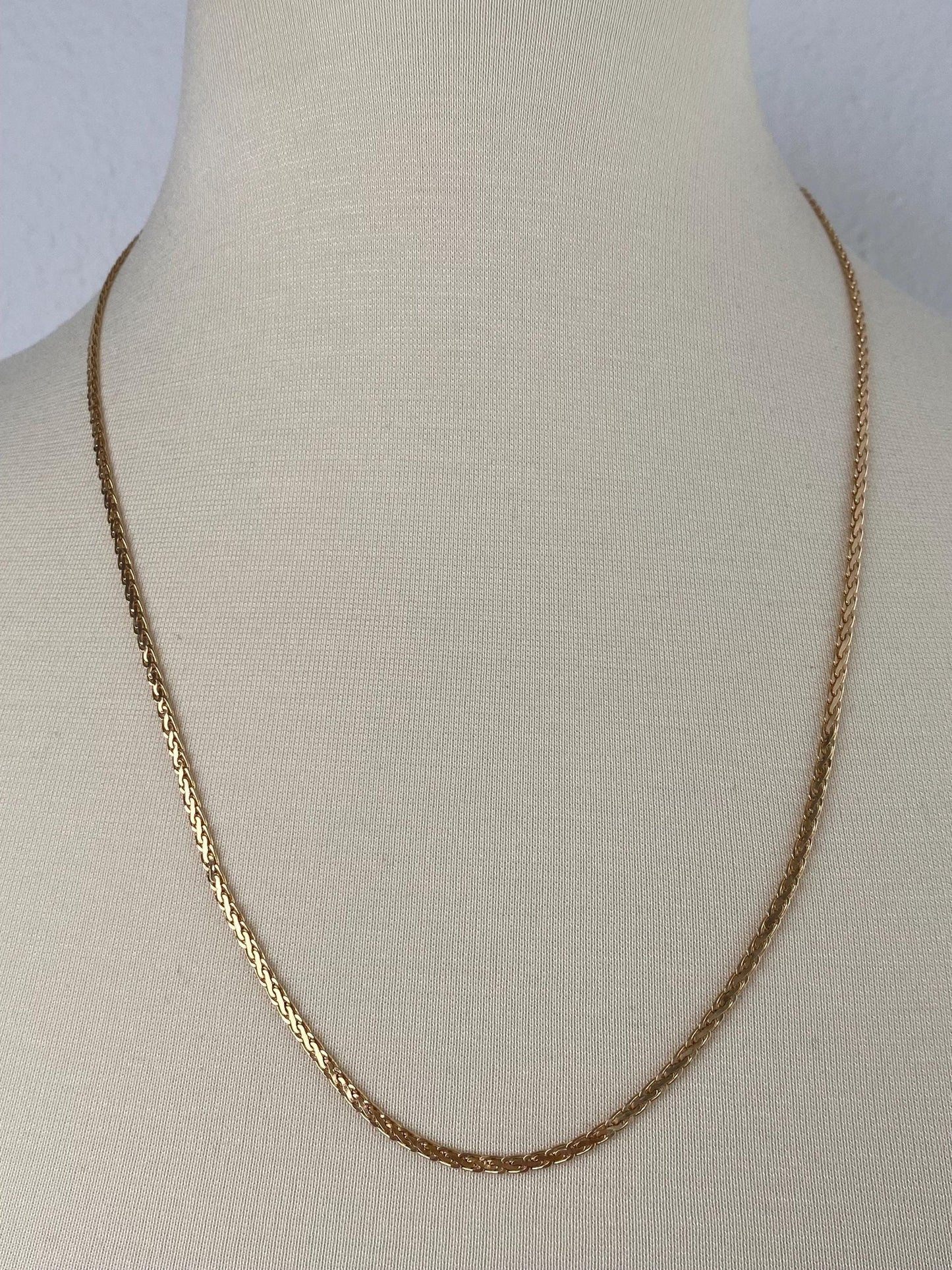 Vintage Solid 14k Yellow Gold Fancy Flat Chain Necklace - 24 inches