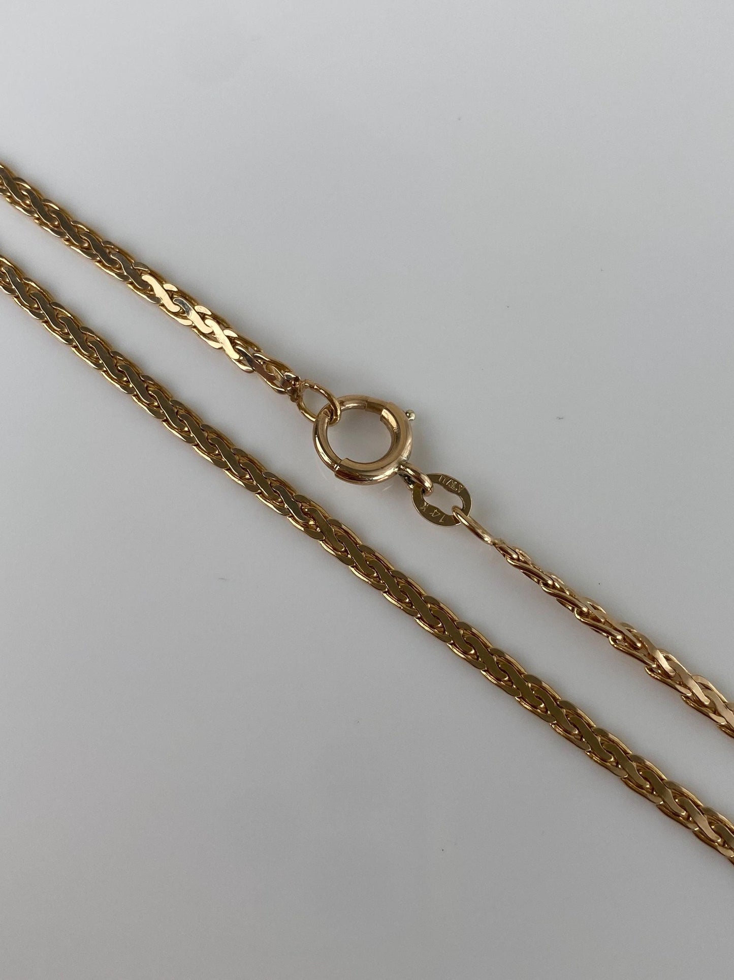 Vintage Solid 14k Yellow Gold Fancy Flat Chain Necklace - 24 inches