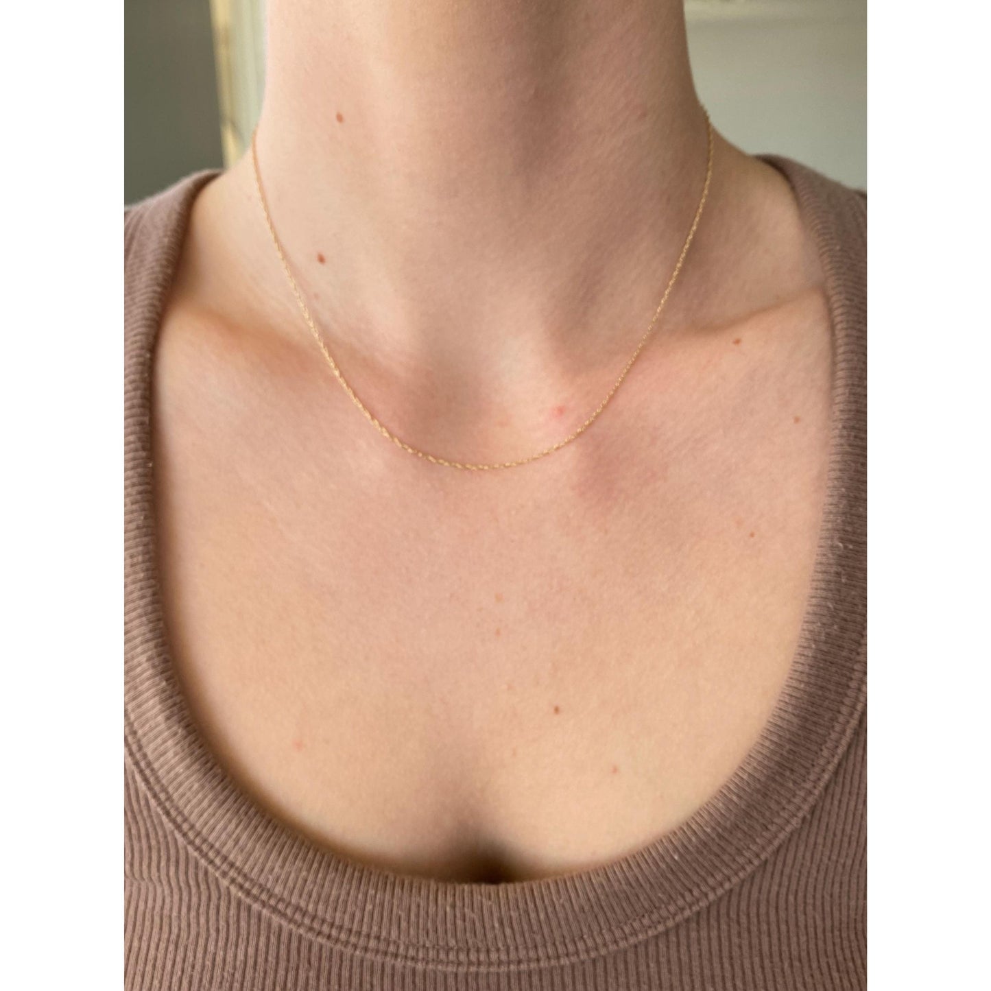 Vintage Solid 10k Yellow Gold Dainty Chain Necklace - 16.25 inches