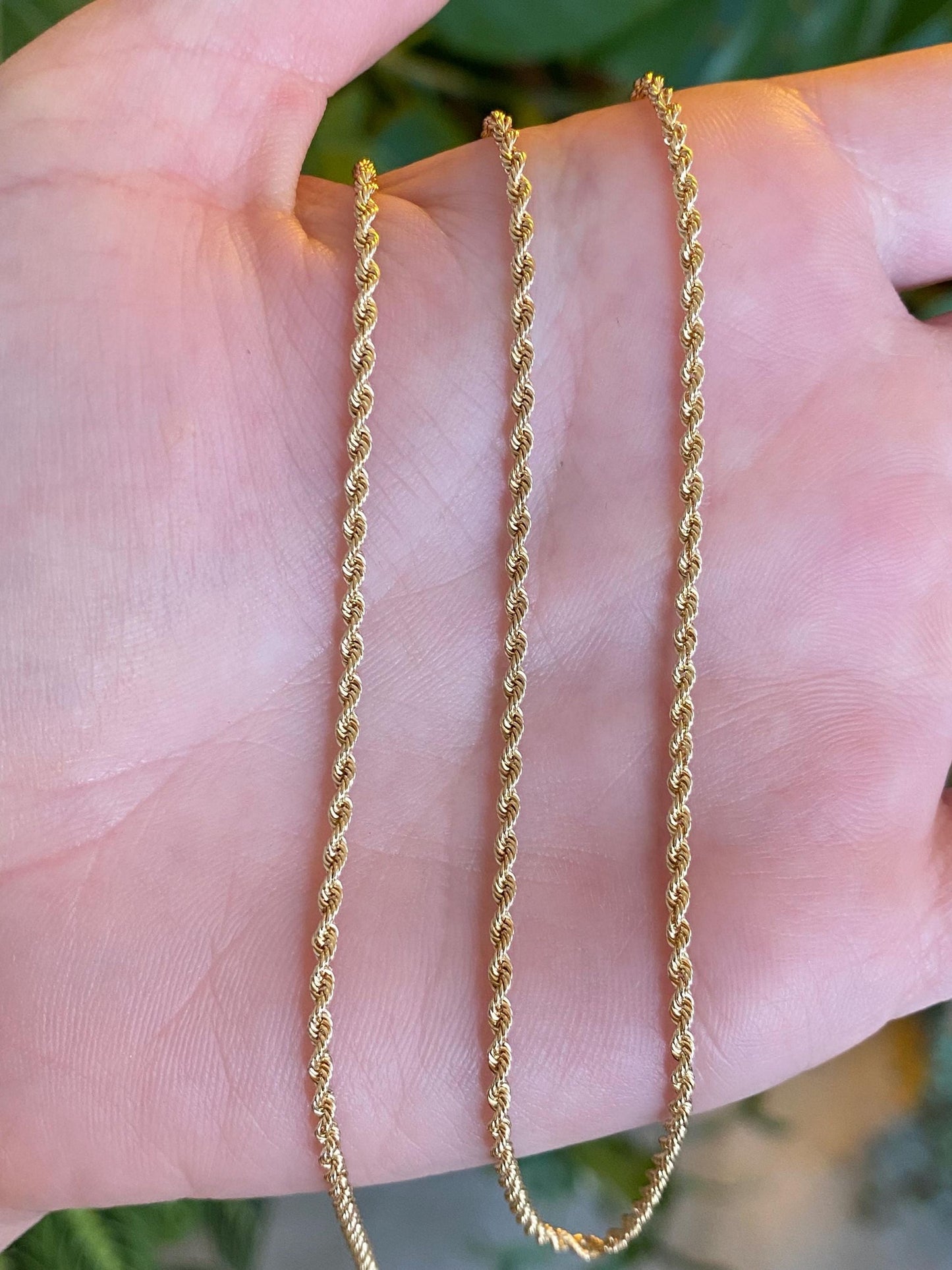 Vintage 14k Yellow Gold Slim Rope Chain Necklace - 24 inches