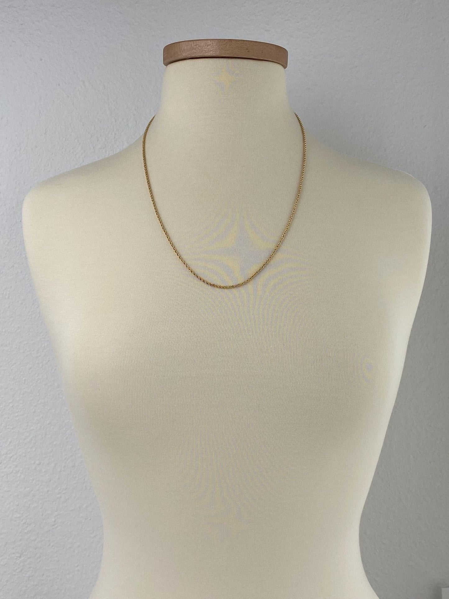 Vintage 14k Yellow Gold Slim Rope Chain Necklace - 24 inches