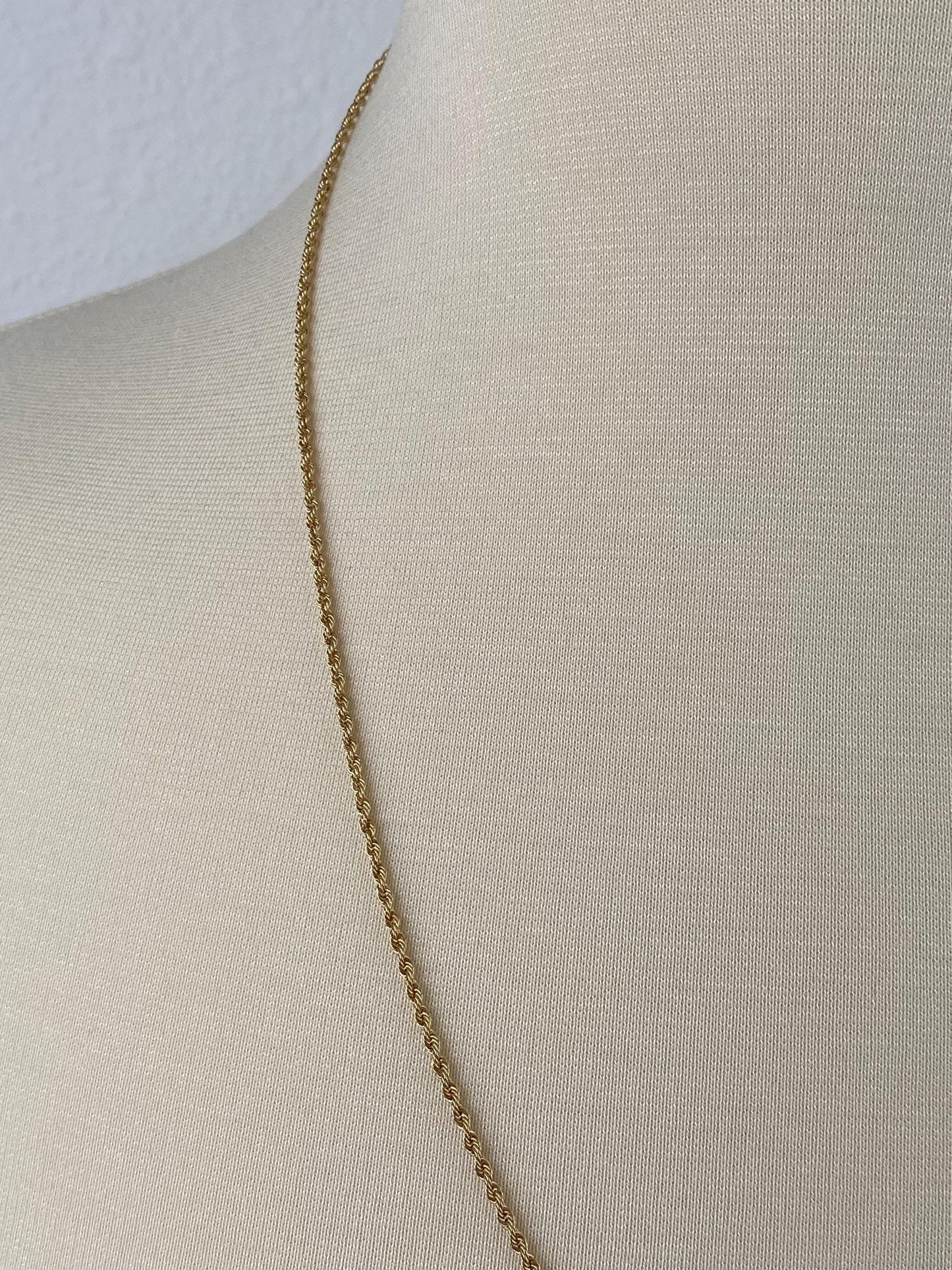 Vintage 14k Yellow Gold Slim Rope Chain Necklace - 24 inches