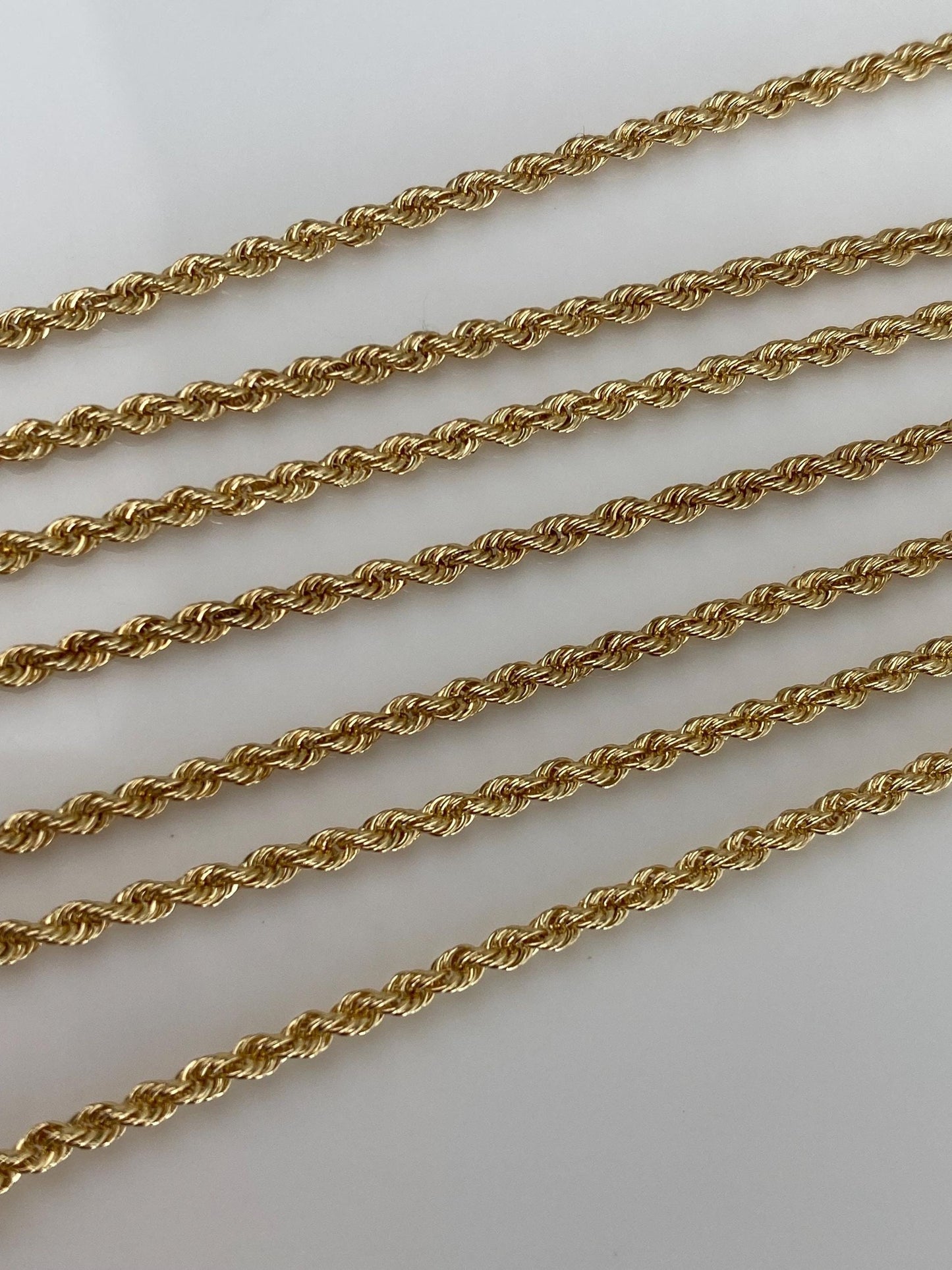 Vintage 14k Yellow Gold Slim Rope Chain Necklace - 24 inches