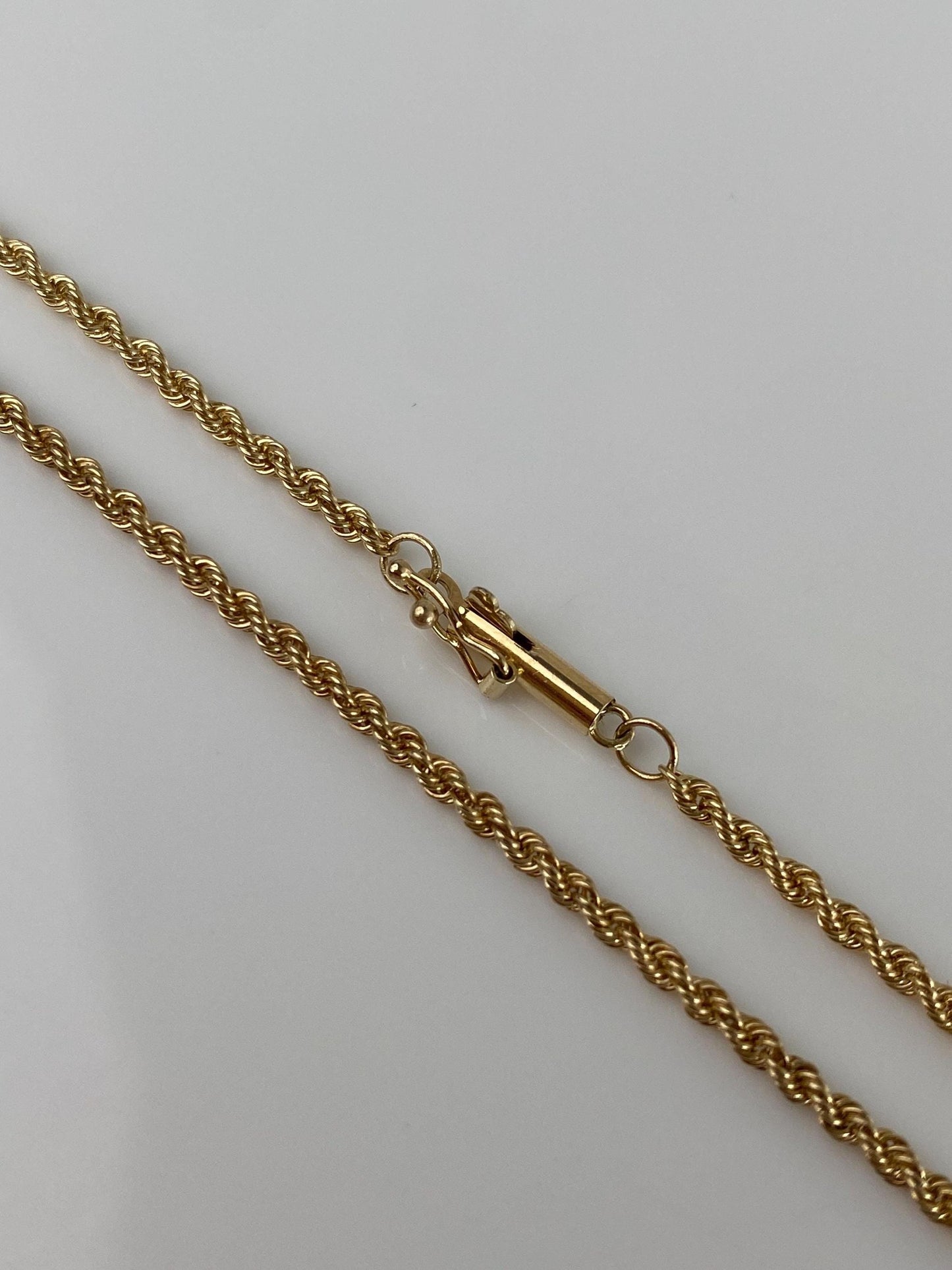 Vintage 14k Yellow Gold Slim Rope Chain Necklace - 24 inches