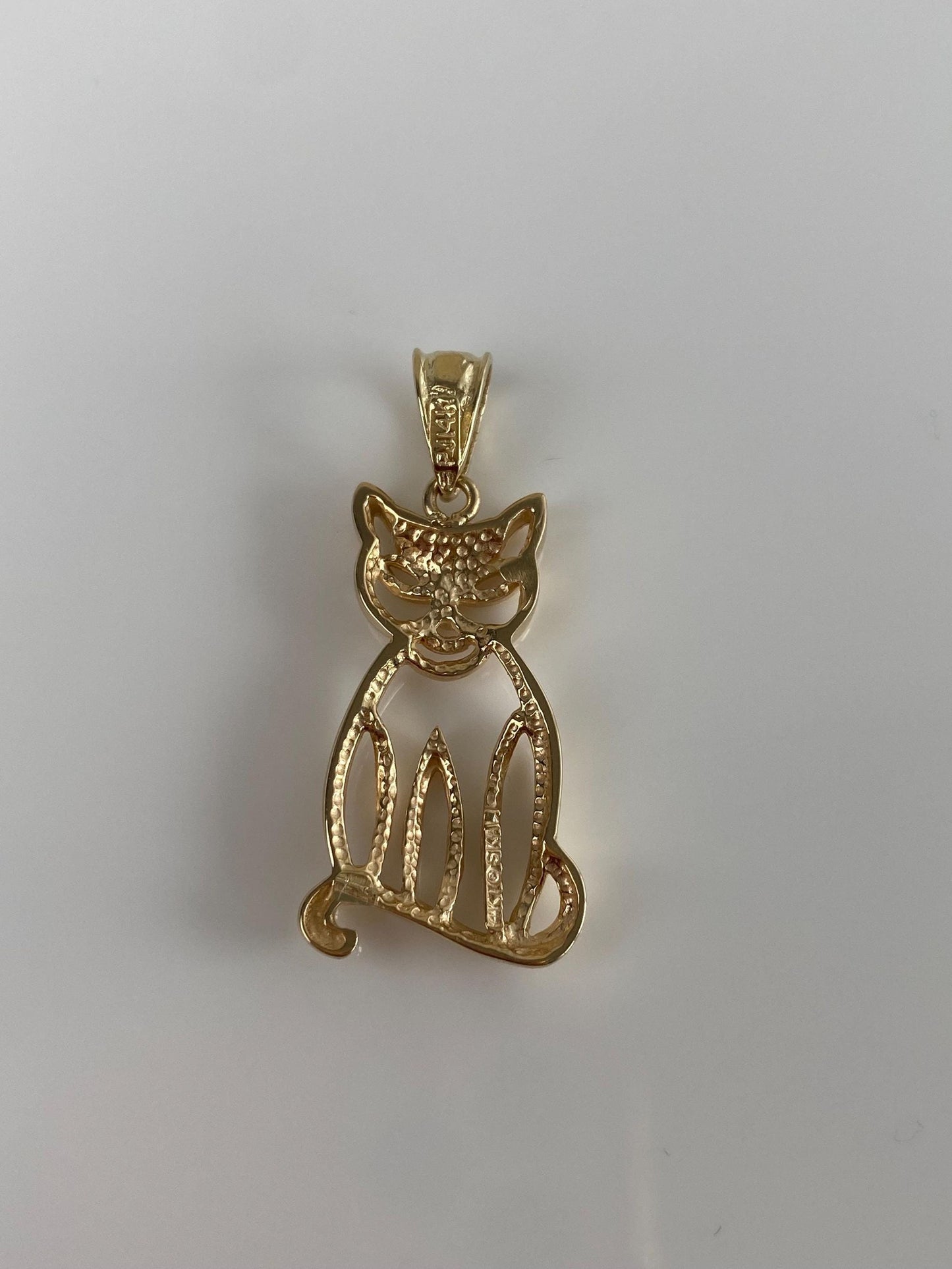 Vintage Solid 14k Yellow Gold Cat Charm