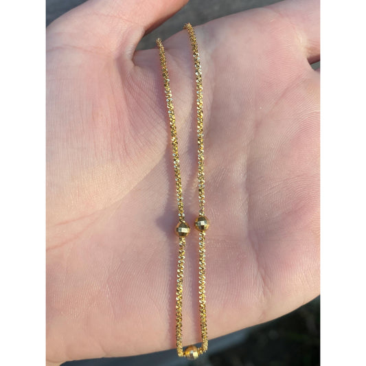 Vintage Solid 10k Yellow Gold Disco Ball Popcorn Chain Anklet - 10.25 inches