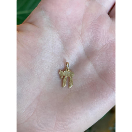 Solid 14k Yellow Gold Chai Charm