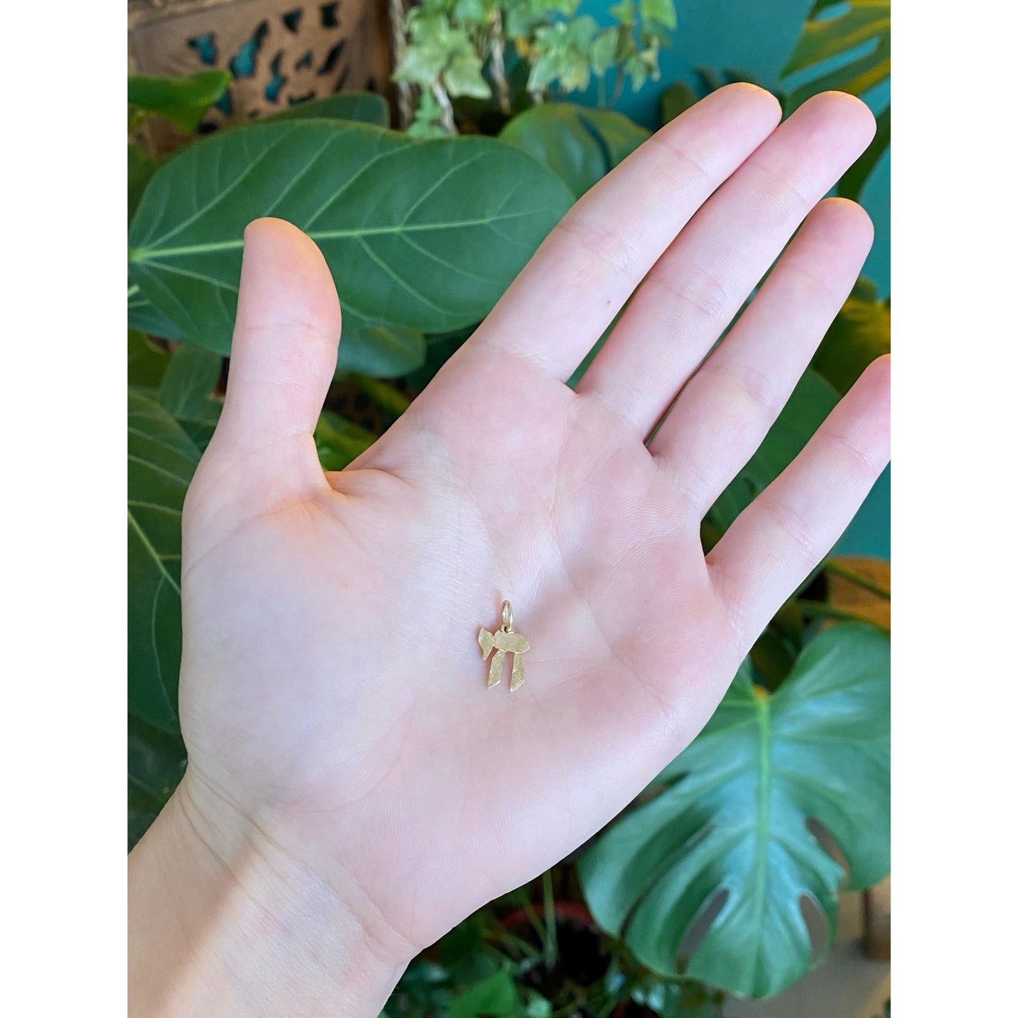 Solid 14k Yellow Gold Chai Charm