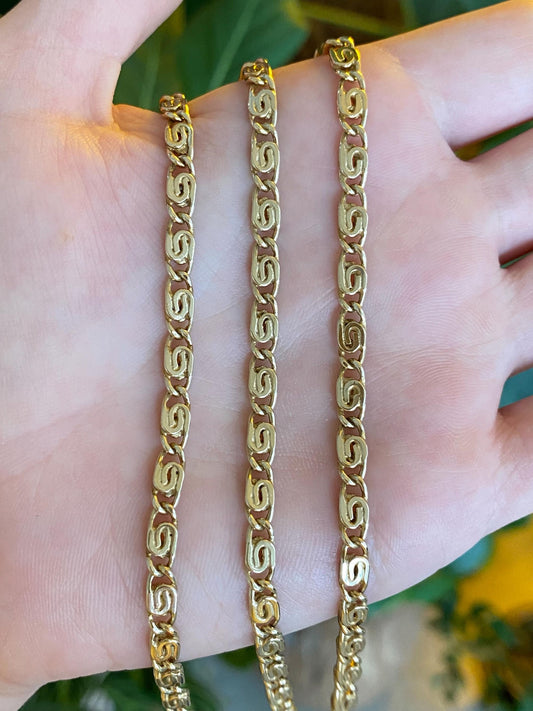 Vintage Solid 14k Yellow Gold Chunky Spiral Link Chain Necklace - 20.25 inches