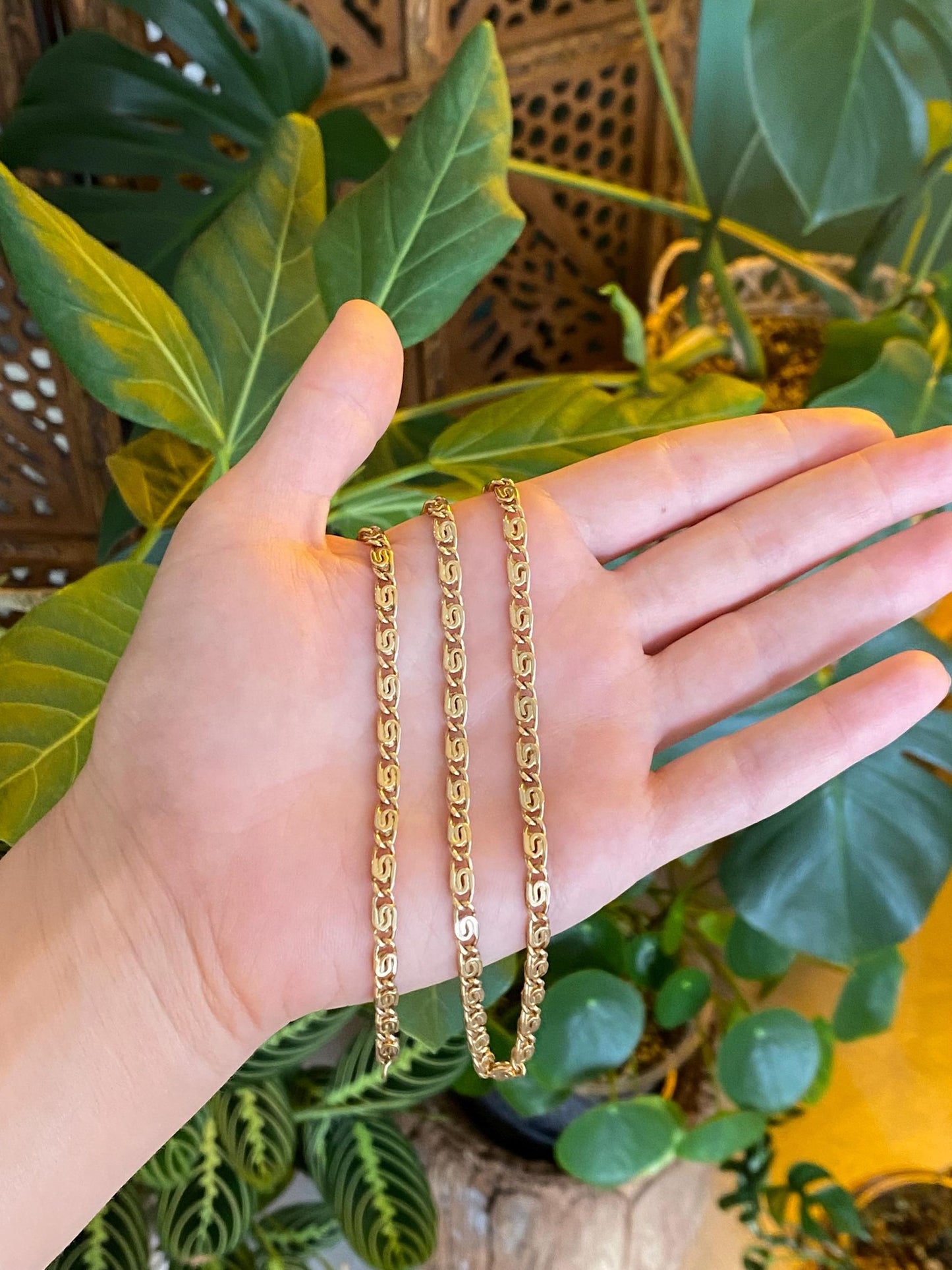 Vintage Solid 14k Yellow Gold Chunky Spiral Link Chain Necklace - 20.25 inches