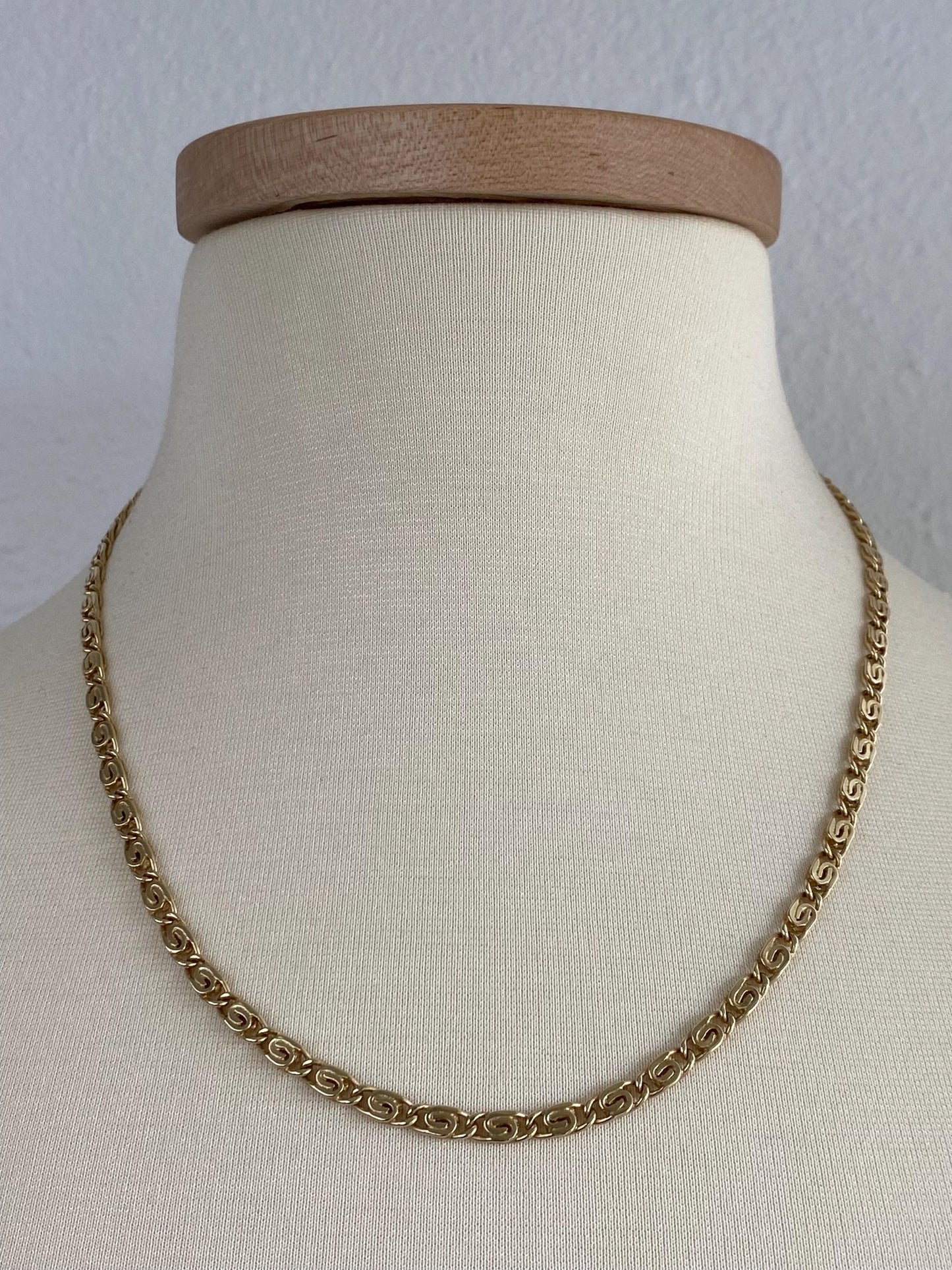 Vintage Solid 14k Yellow Gold Chunky Spiral Link Chain Necklace - 20.25 inches