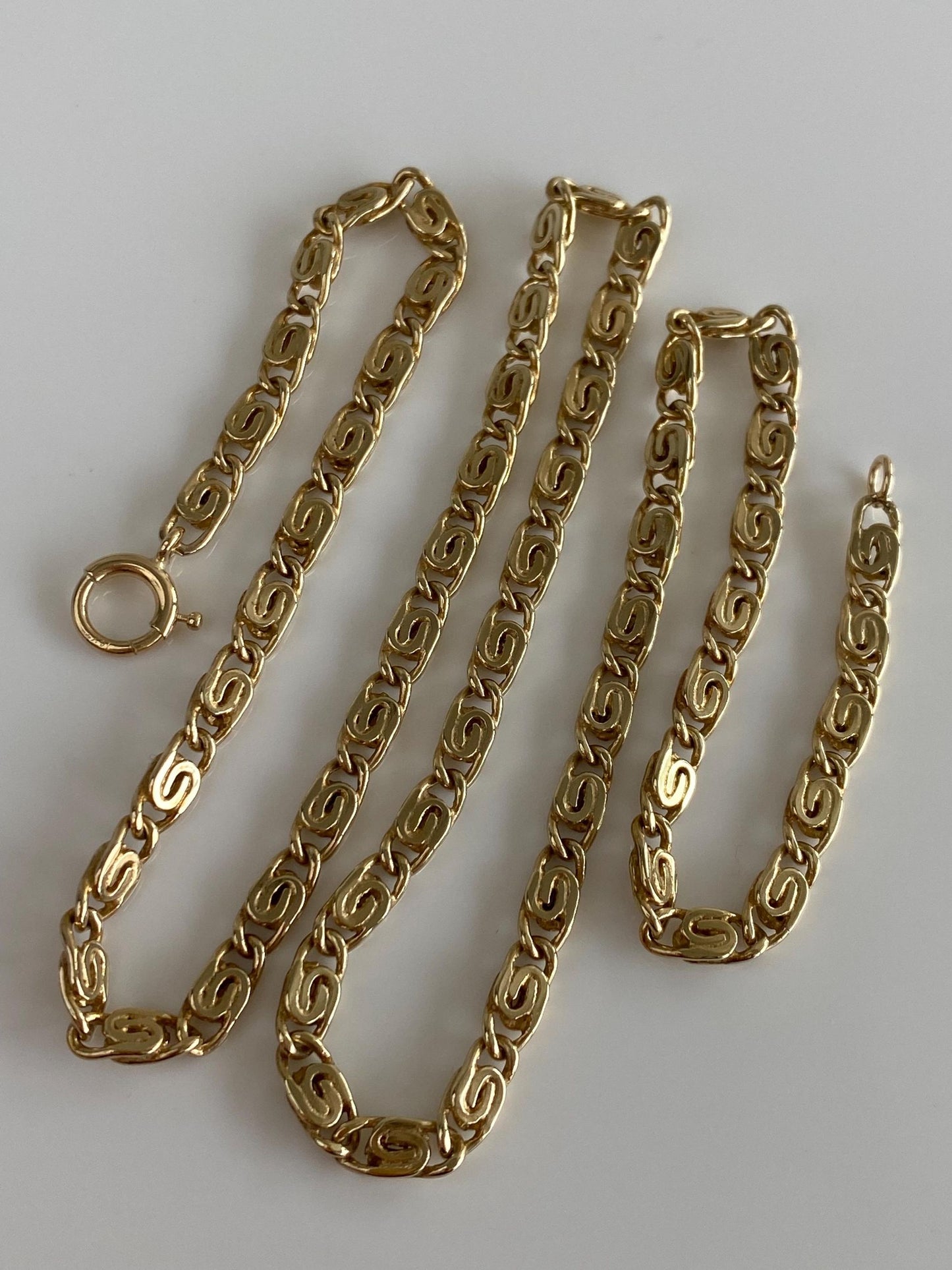 Vintage Solid 14k Yellow Gold Chunky Spiral Link Chain Necklace - 20.25 inches