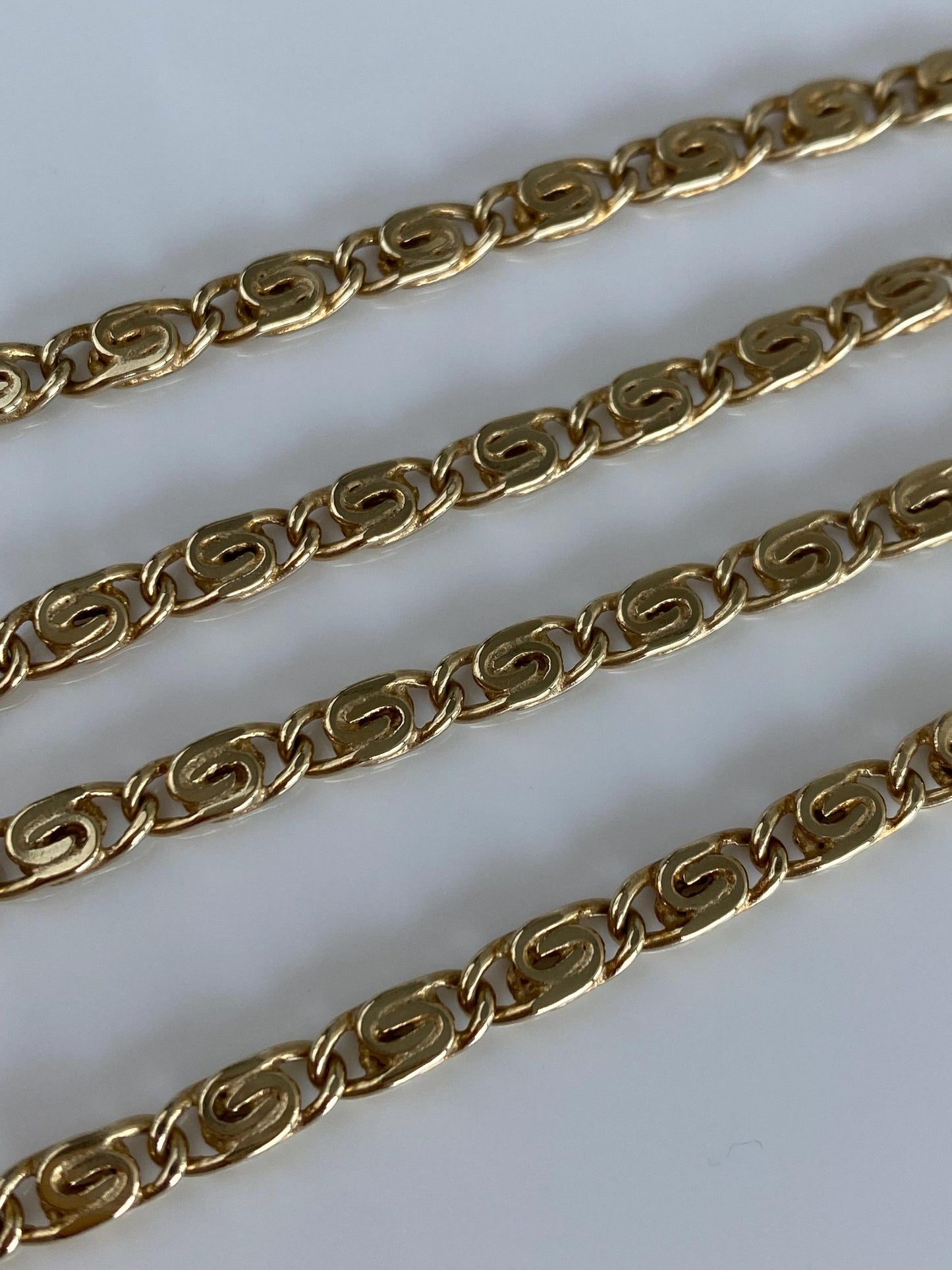 Vintage Solid 14k Yellow Gold Chunky Spiral Link Chain Necklace - 20.25 inches