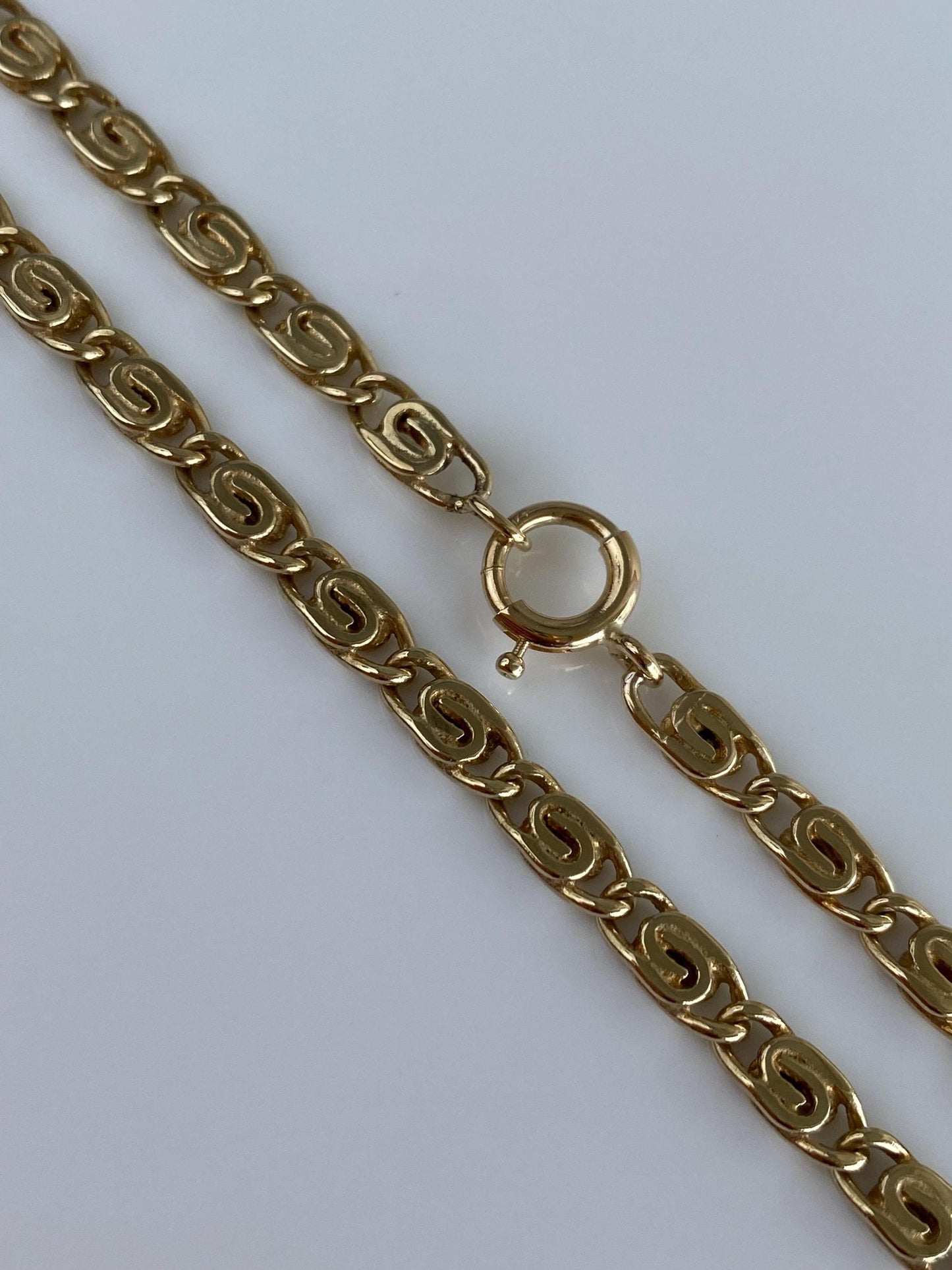 Vintage Solid 14k Yellow Gold Chunky Spiral Link Chain Necklace - 20.25 inches