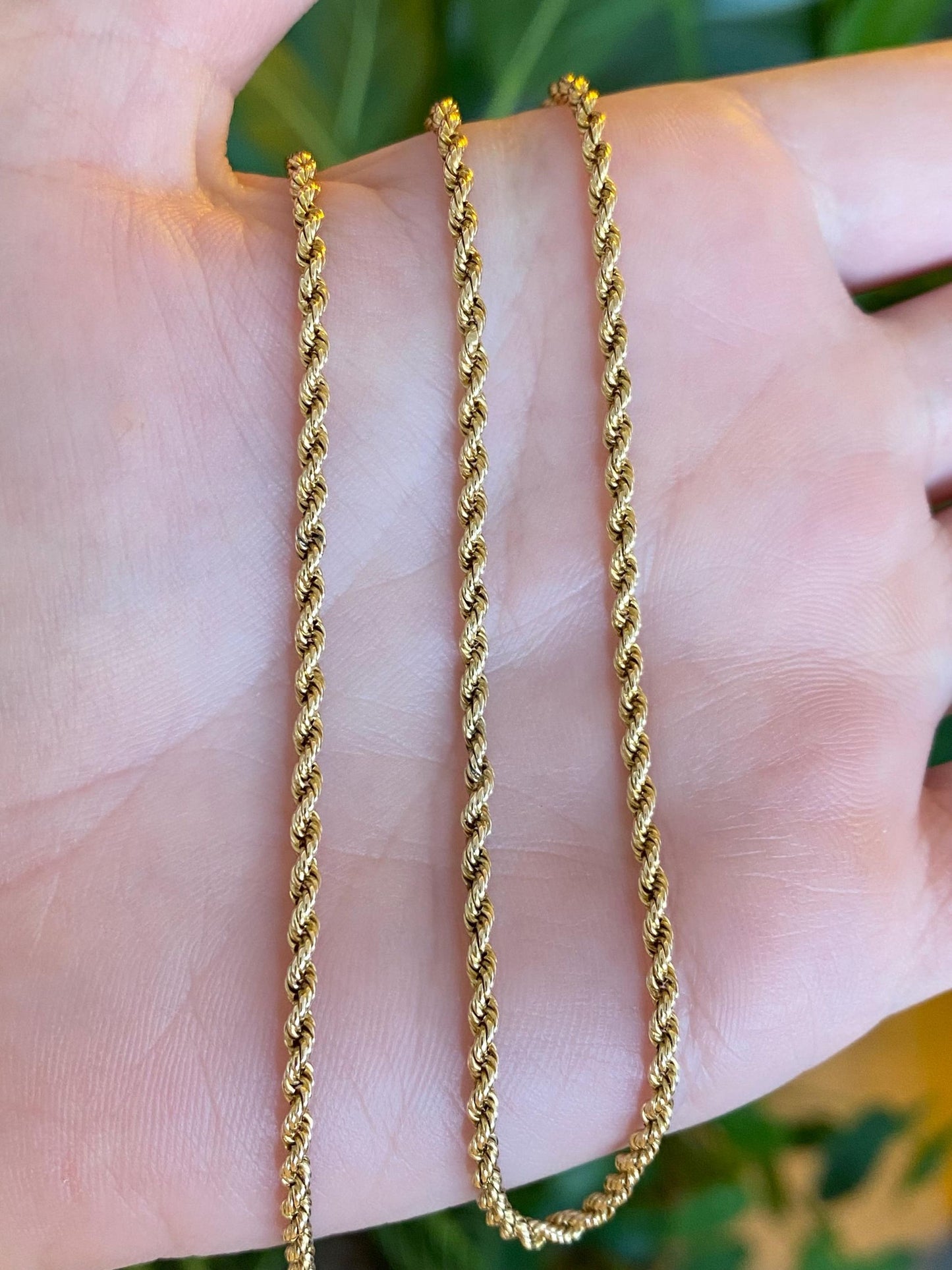 Vintage Solid 14k Yellow Gold Rope Chain Necklace - 16.25 inches