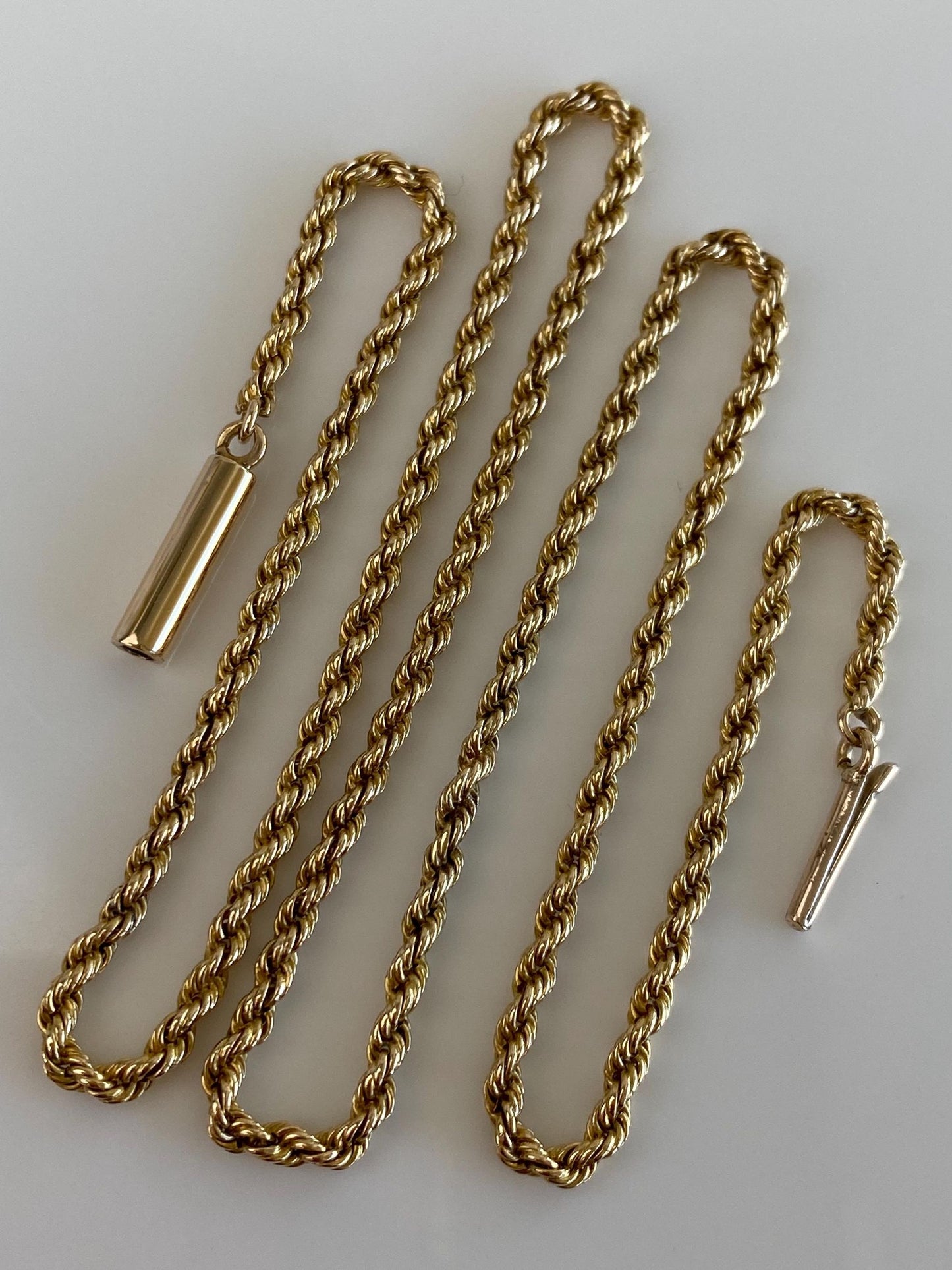Vintage Solid 14k Yellow Gold Rope Chain Necklace - 16.25 inches